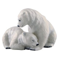 Vintage Allan Therkelsen, Royal Copenhagen, Rare Porcelain Figurine, Two Polar Bear Cubs