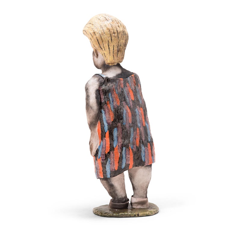 Although this whimsical sculpture by Allan Winkler has the look of outsider art, this ceramic work stems from the art school-trained artist’s interest in the Chicago Imagists. This group of artists added an urban twist to their surreal works by