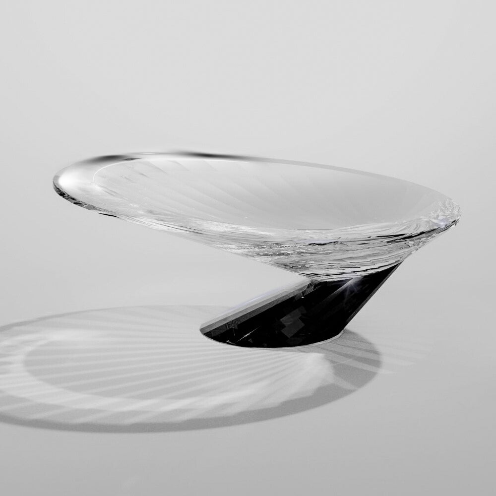 Cuenco decorativo de cristal negro/claro hecho a mano All'EDEN - Pieza artesanal elegante