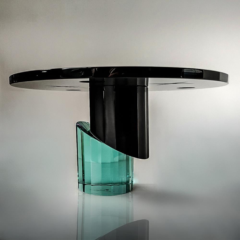 All'EDEN Schwarz/Klar/Türkis Handmade Crystal Cake Stand -  Servierstück (Zentralamerikanisch) im Angebot