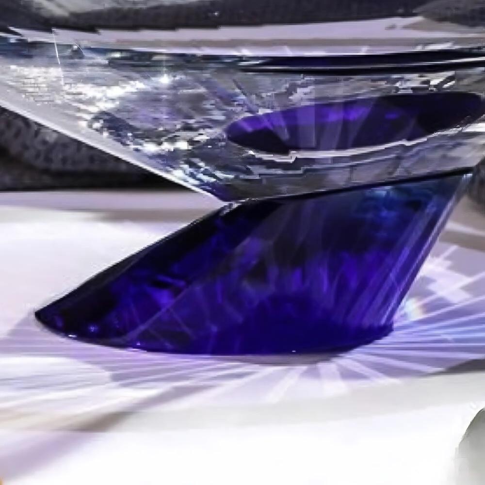 Central American All'EDEN Blue/Clear Handmade Crystal Decorative Bowl – Elegant Artisan Design For Sale