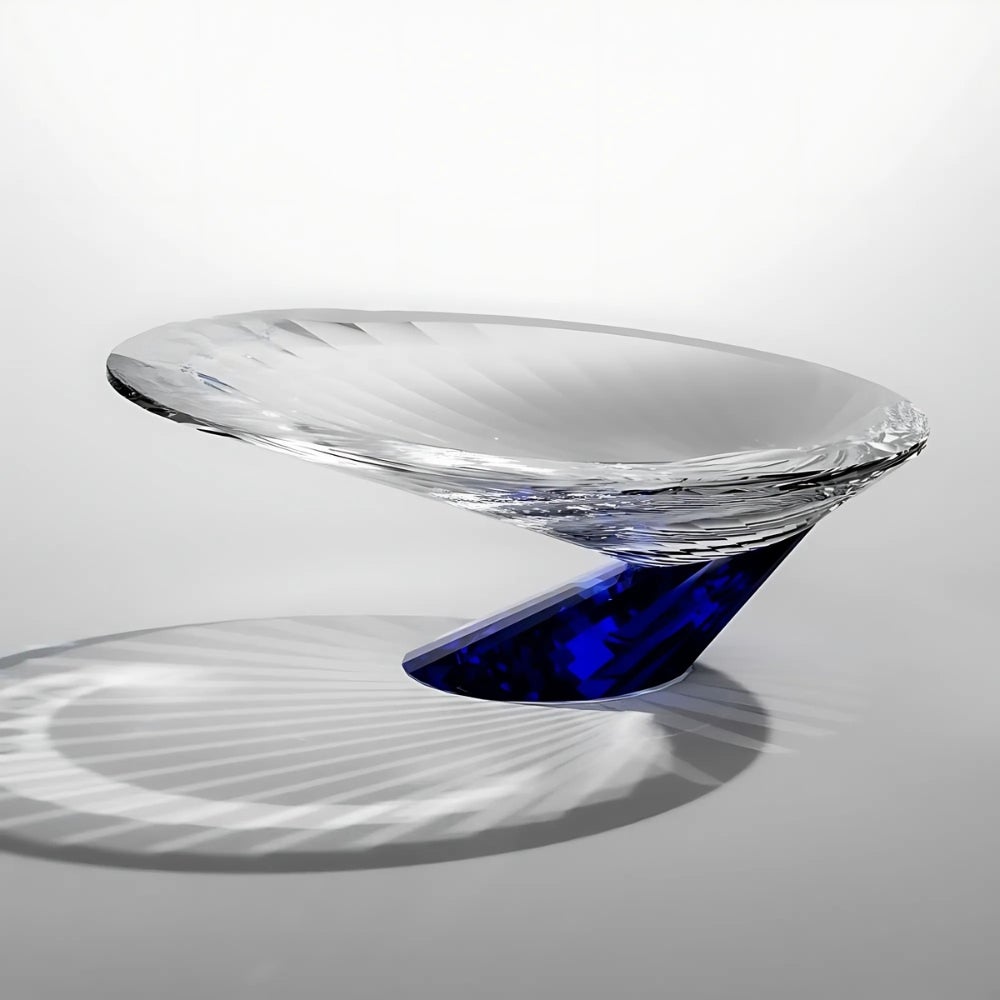 Cuenco decorativo de cristal azul/claro hecho a mano All'EDEN - Elegante diseño artesanal