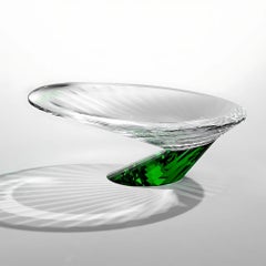 All'EDEN Bol décoratif en cristal vert/clair fait à la main - Elegance Artisan Pieces