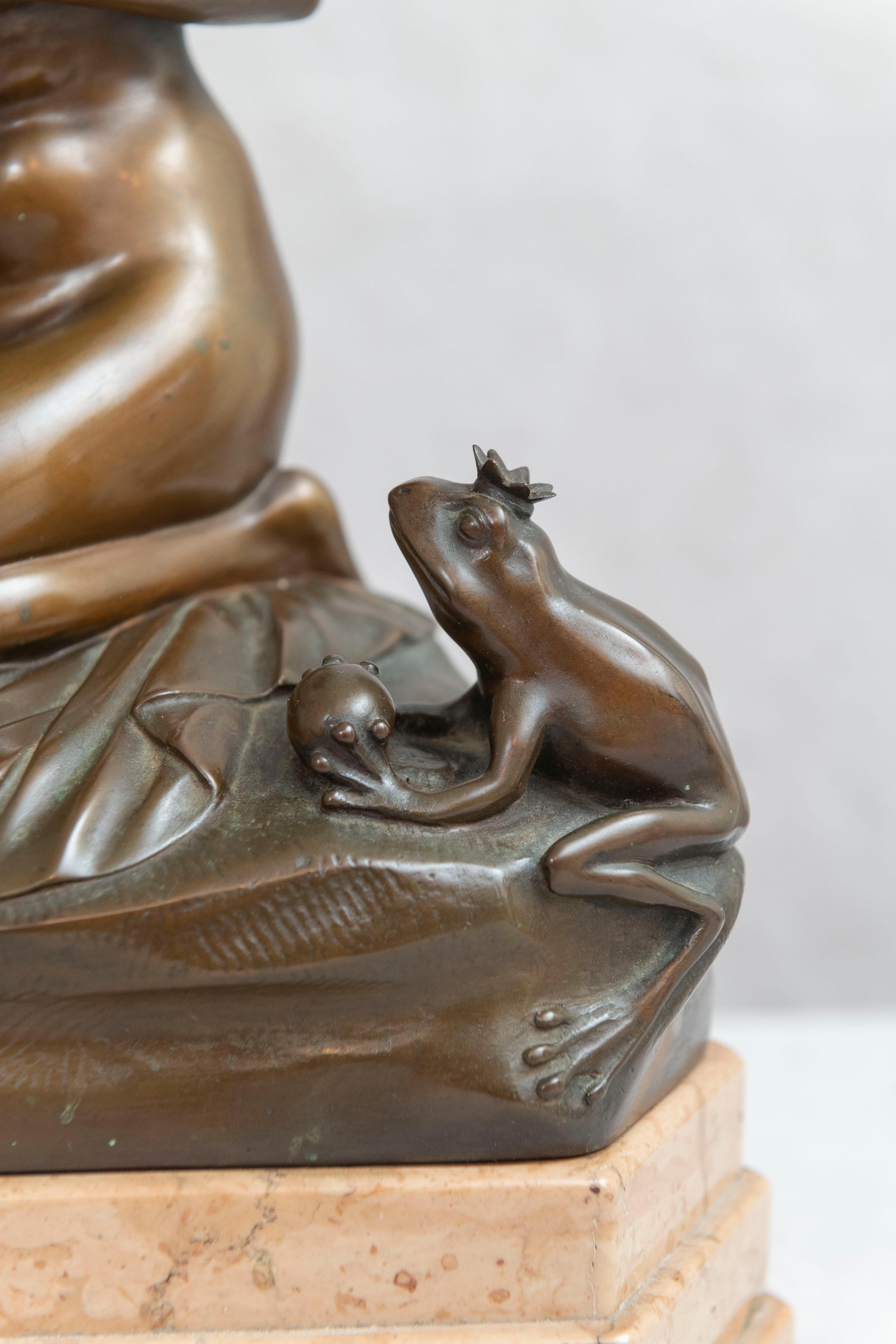Austrian Allegorical Bronze, Frog Prince Holding the Golden Ball & Young Maiden