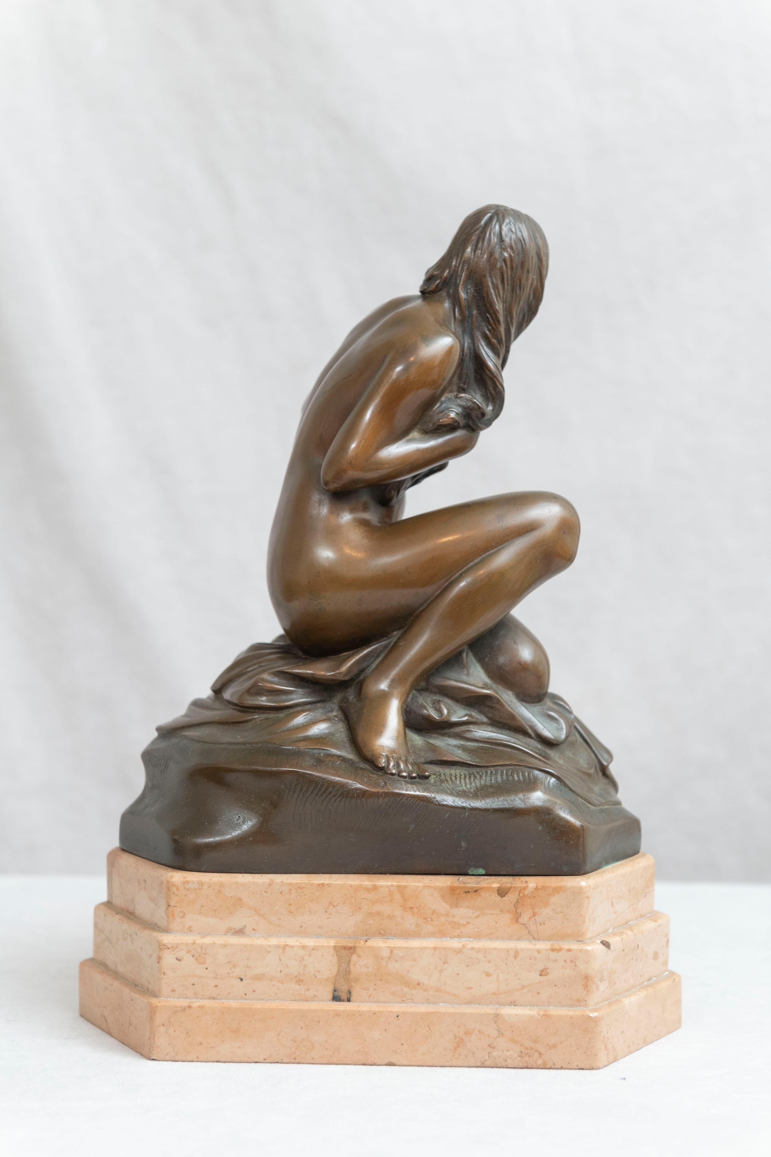Allegorical Bronze, Frog Prince Holding the Golden Ball & Young Maiden In Excellent Condition In Petaluma, CA