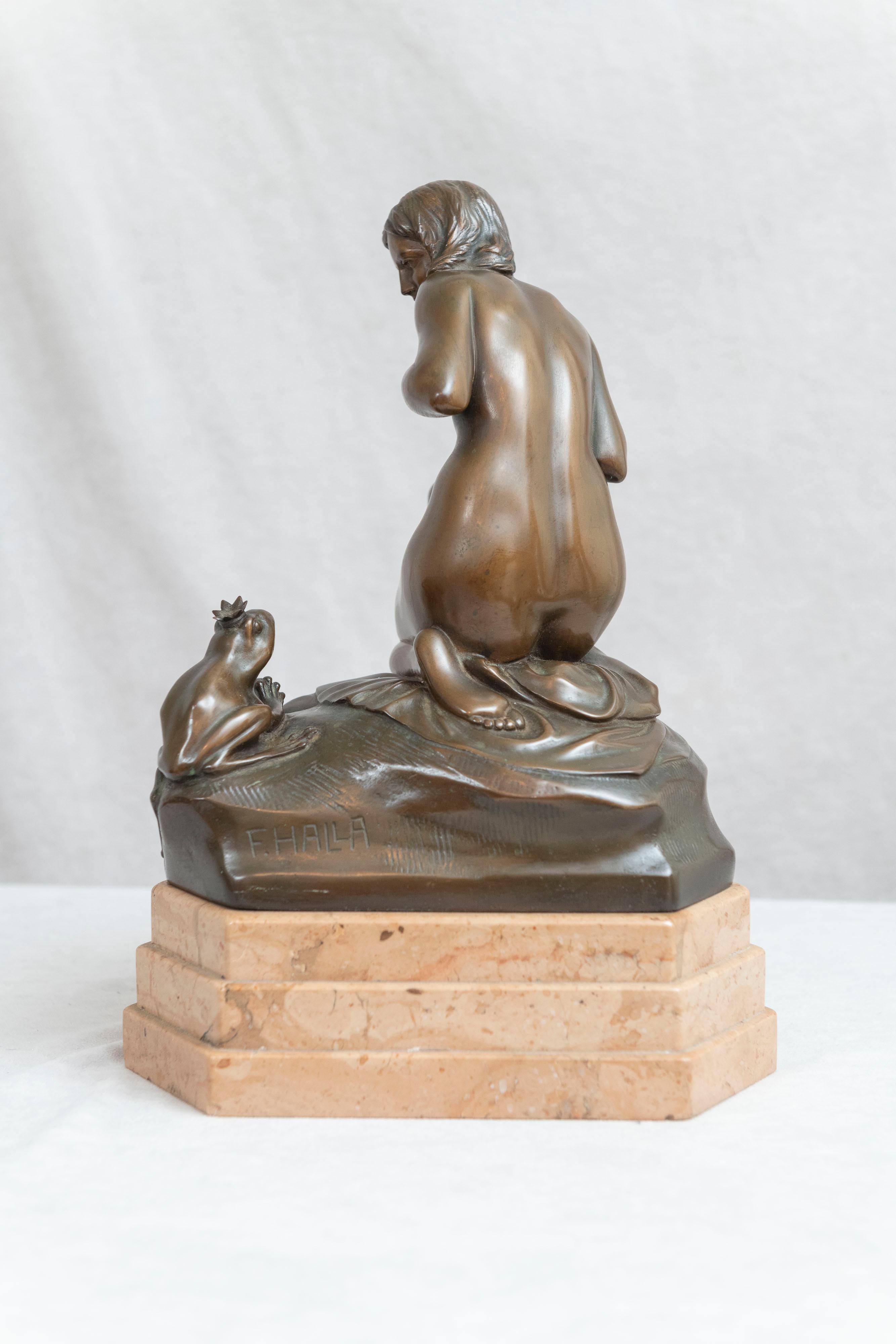 Allegorical Bronze, Frog Prince Holding the Golden Ball & Young Maiden 1