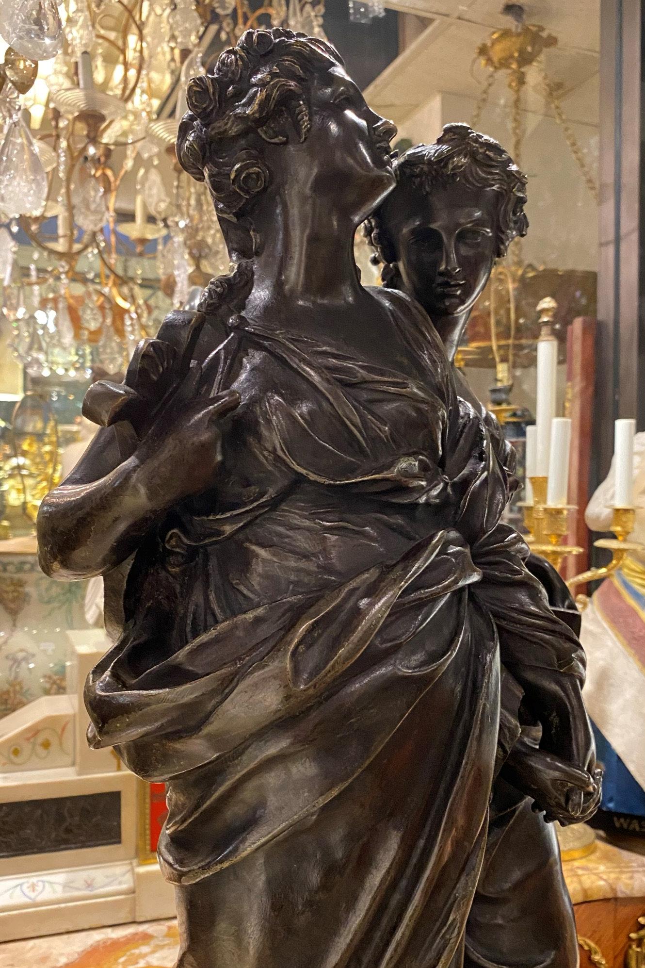 Allegorical Bronze of Music and Poetry After Guillaume Coustou II For Sale 1