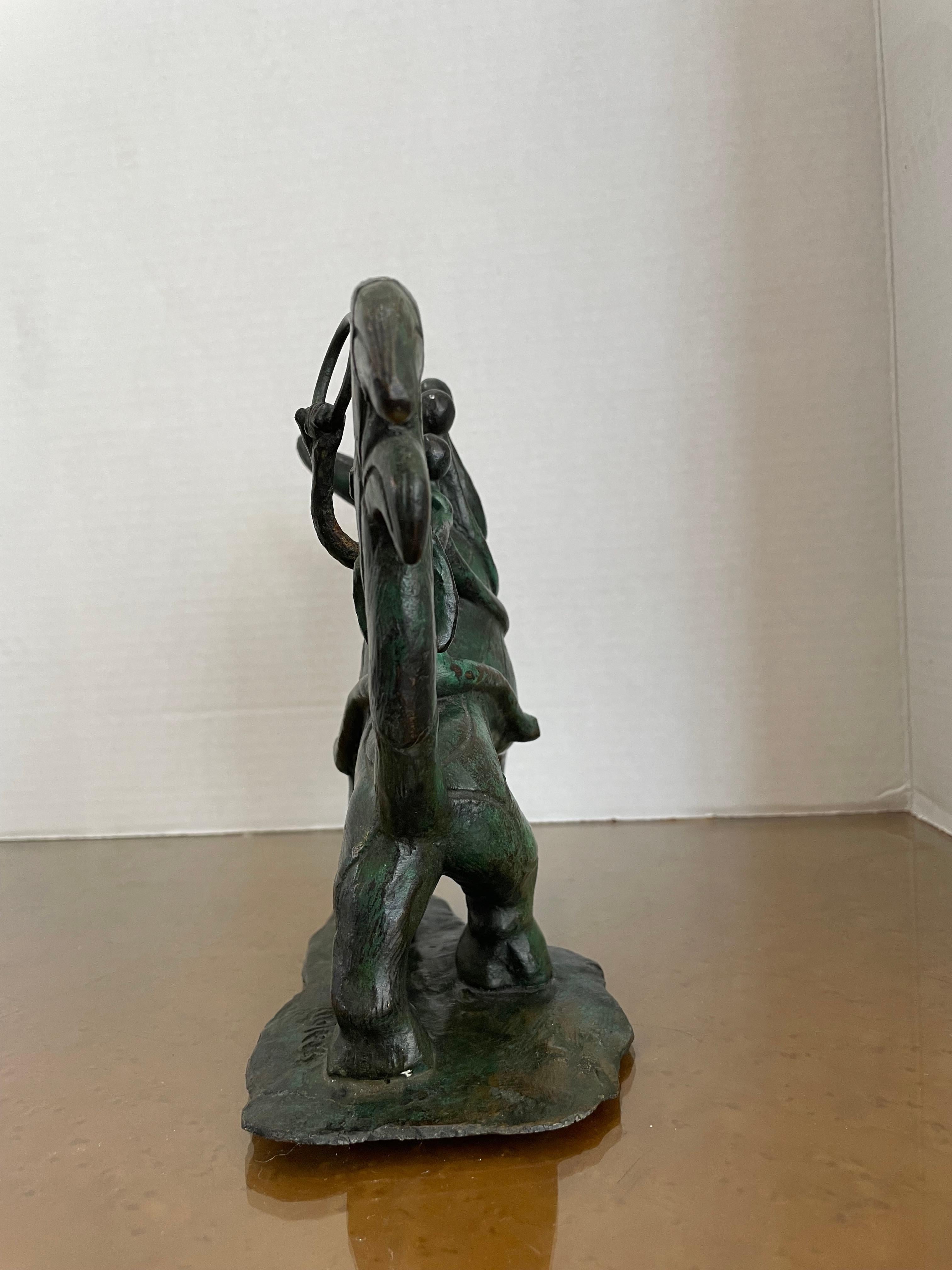 Allegorical Bronze Sculpture of an Angel on Horseback For Sale 4