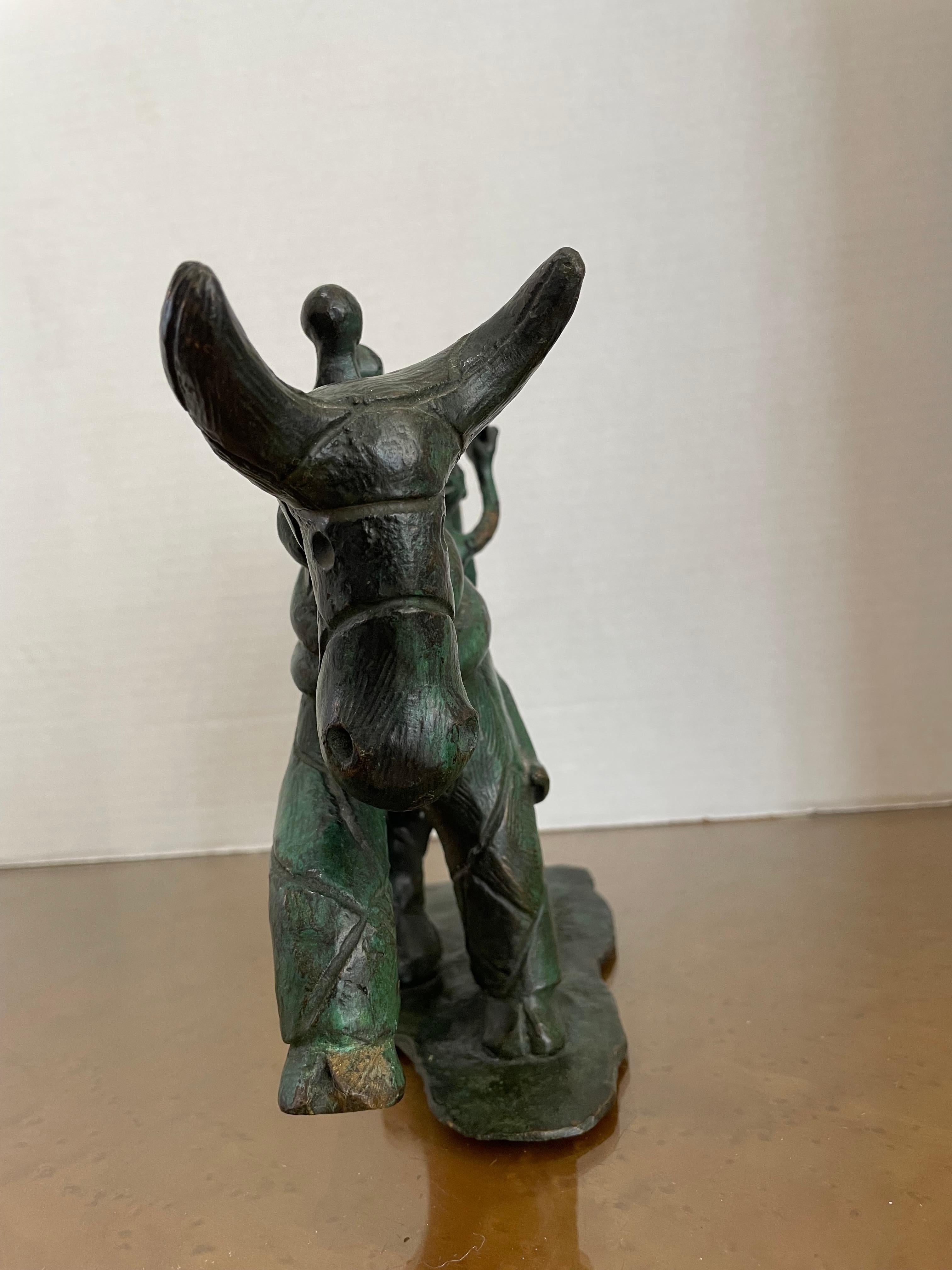 Allegorical Bronze Sculpture of an Angel on Horseback In Good Condition For Sale In West Palm Beach, FL
