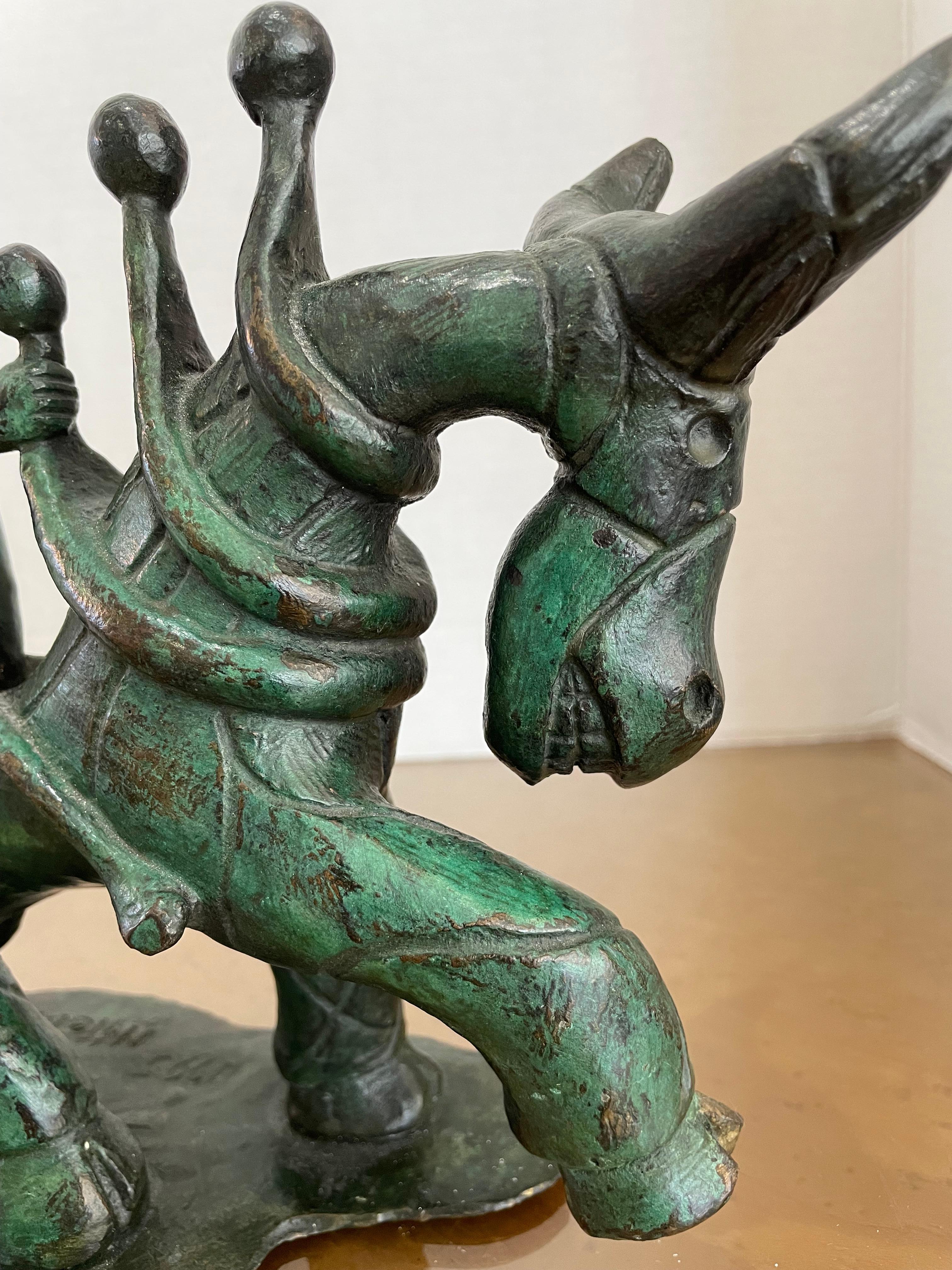 Sculpture allégorique en bronze d'un ange à dos de cheval en vente 1