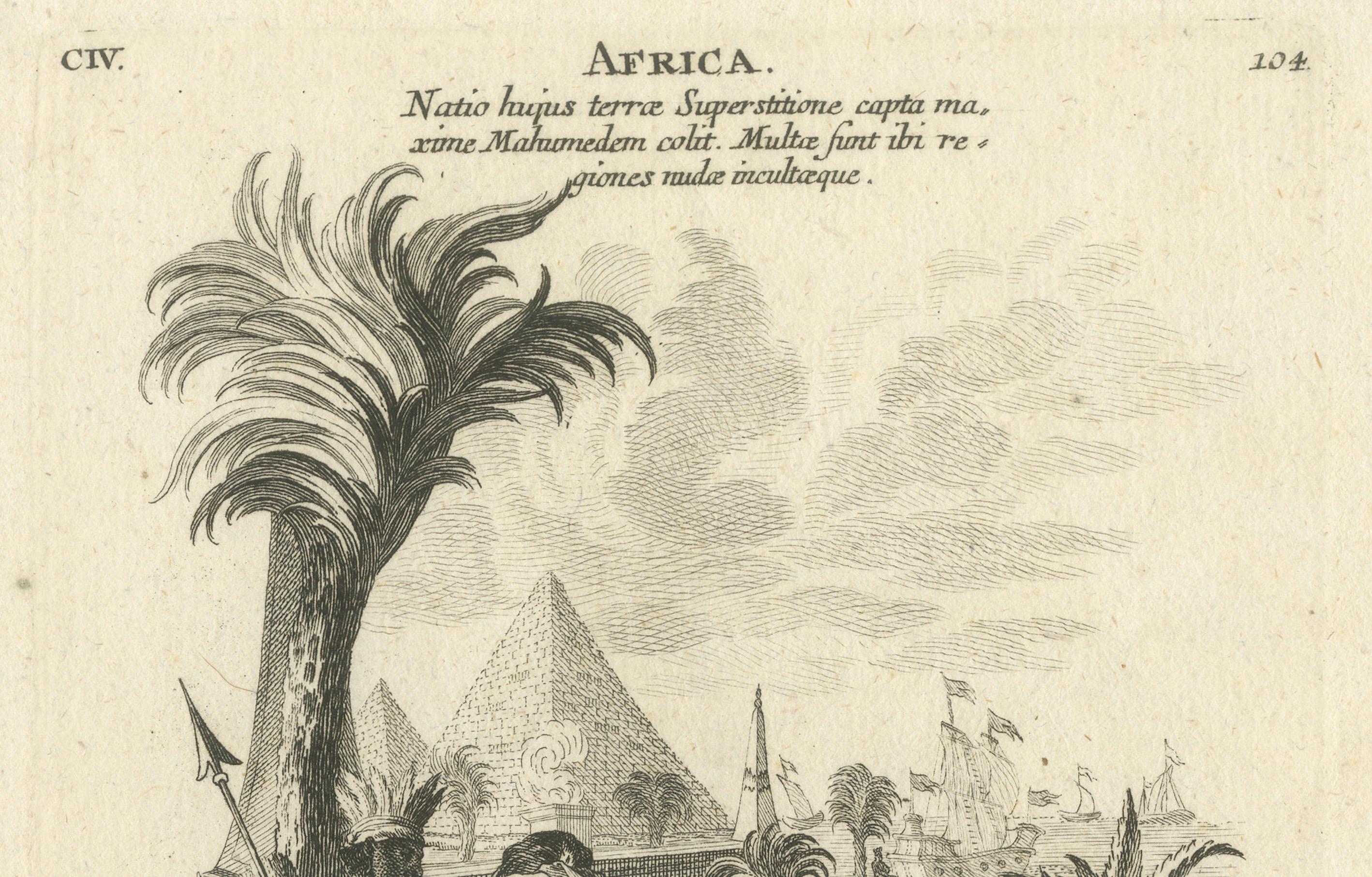 Paper Allegorical Engraving of Africa, Johann Georg Hertel, Augsburg, Mid-18th Century For Sale