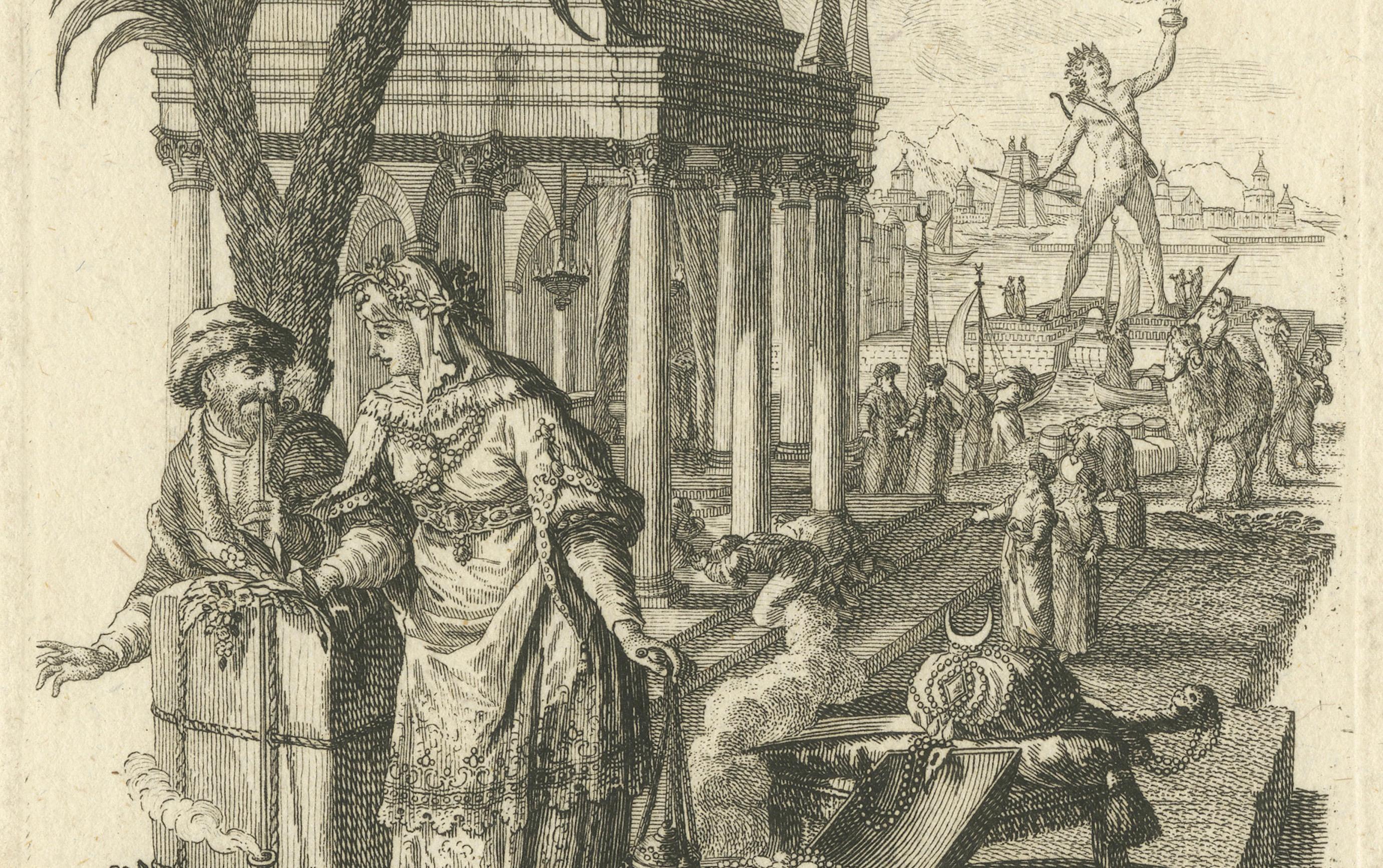 Gravure allégorique de l'Asie, Johann Hertel, Augsbourg, Chef-d'œuvre du XVIIIe siècle Bon état - En vente à Langweer, NL