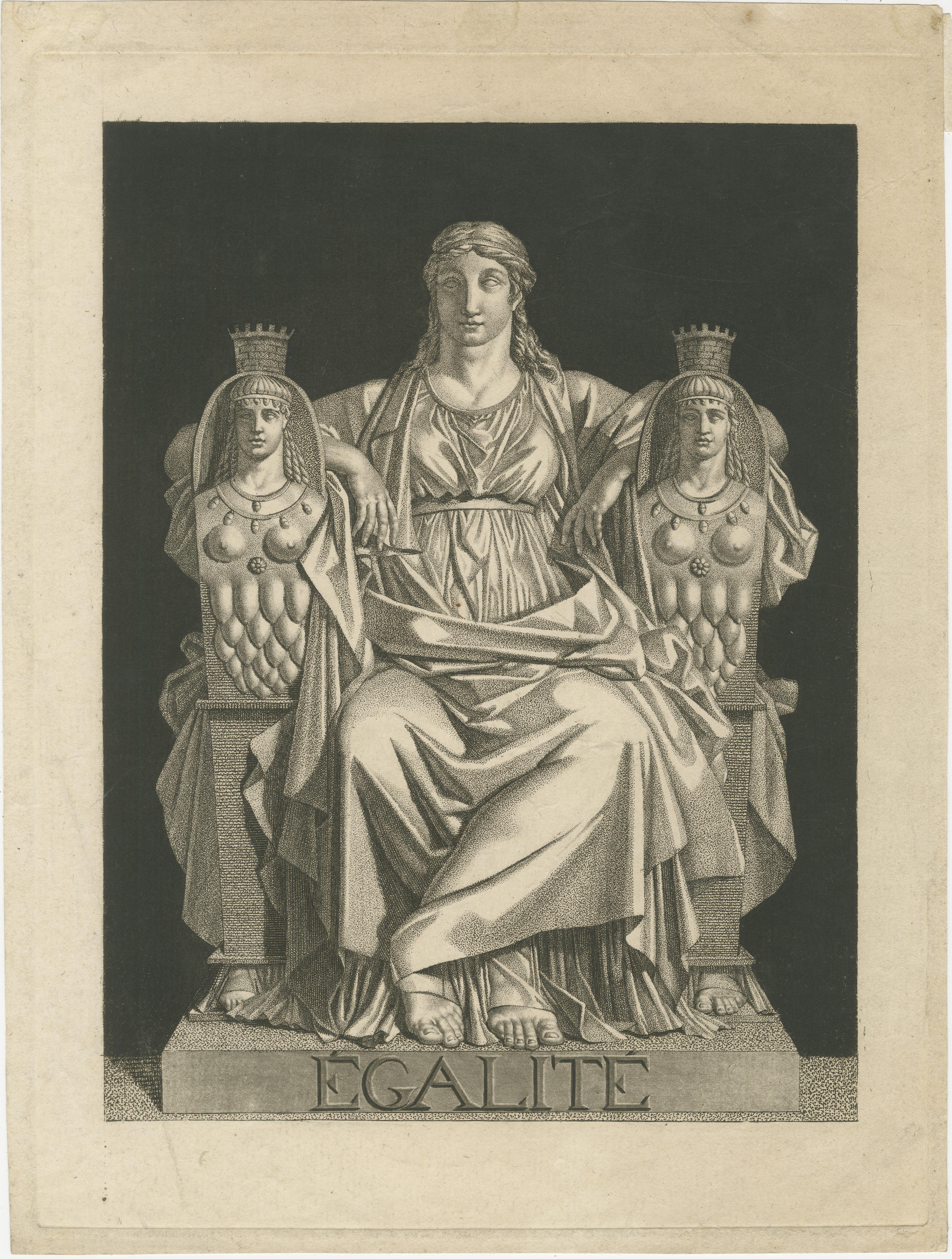 Allegorischer Kupferstich der Égalité aus der Zeit der Französischen Revolution, um 1795 im Angebot 1