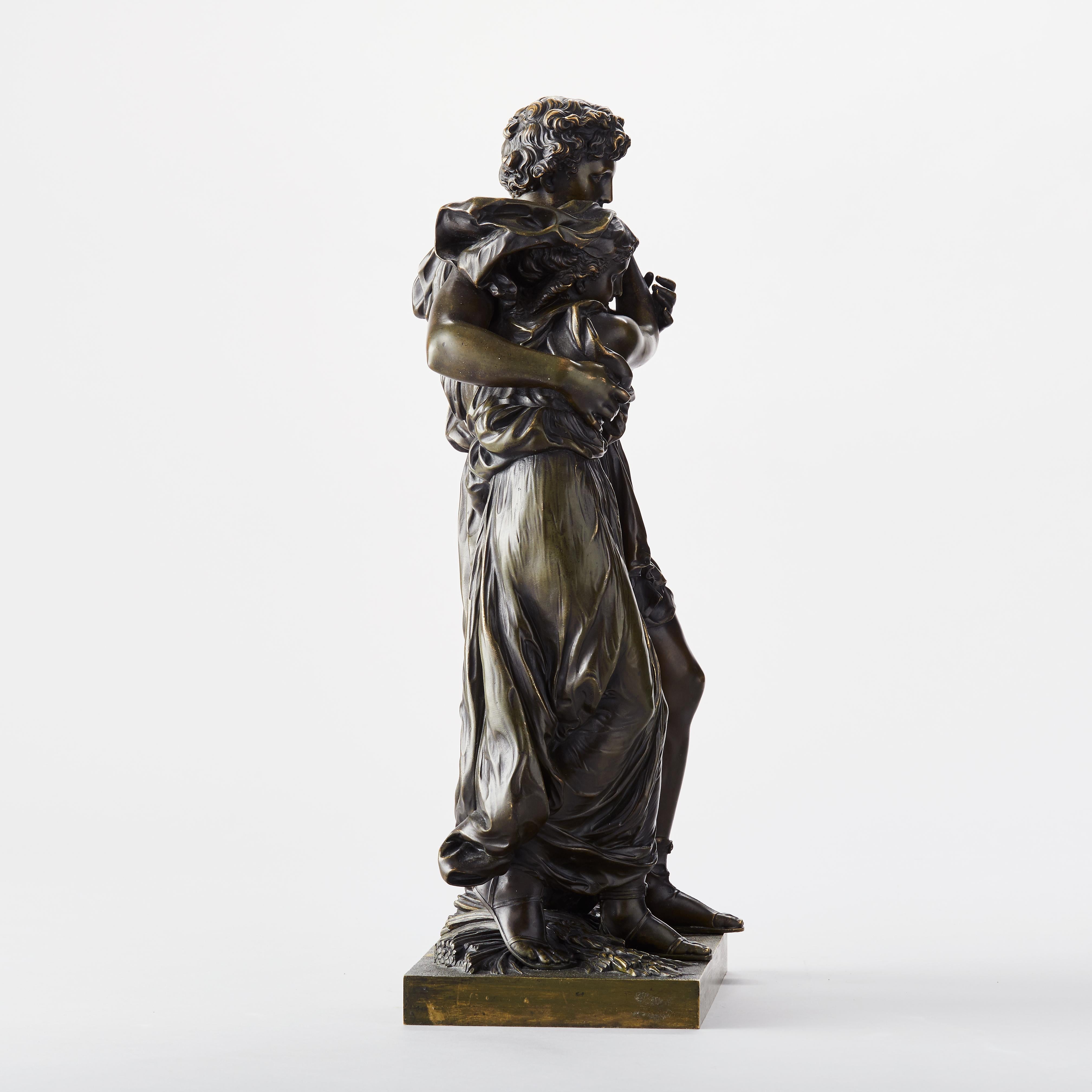French Allegorical Figural Group of Autumn and Summer Bronze by Etienne Henri Dumaige