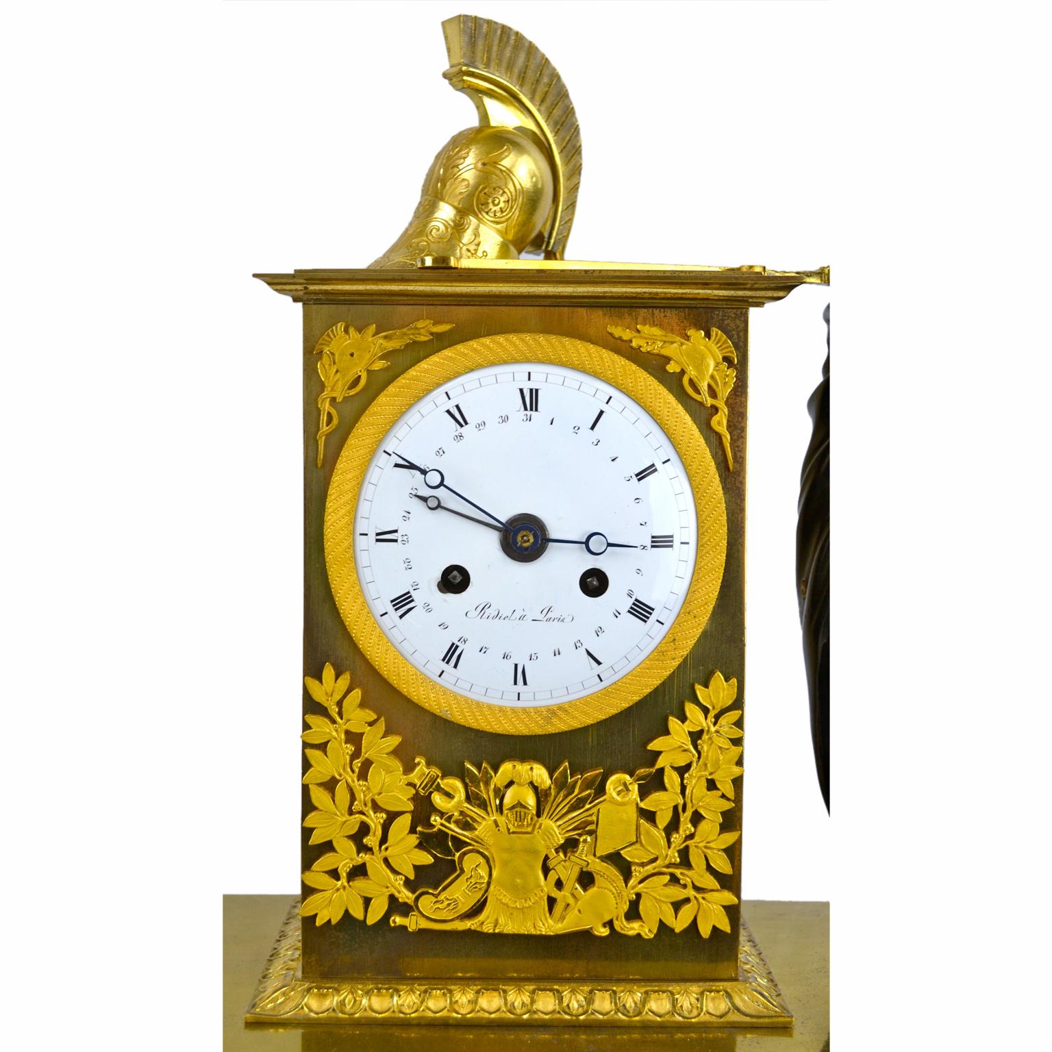 Gilt Allegorical French Empire clock Titled 