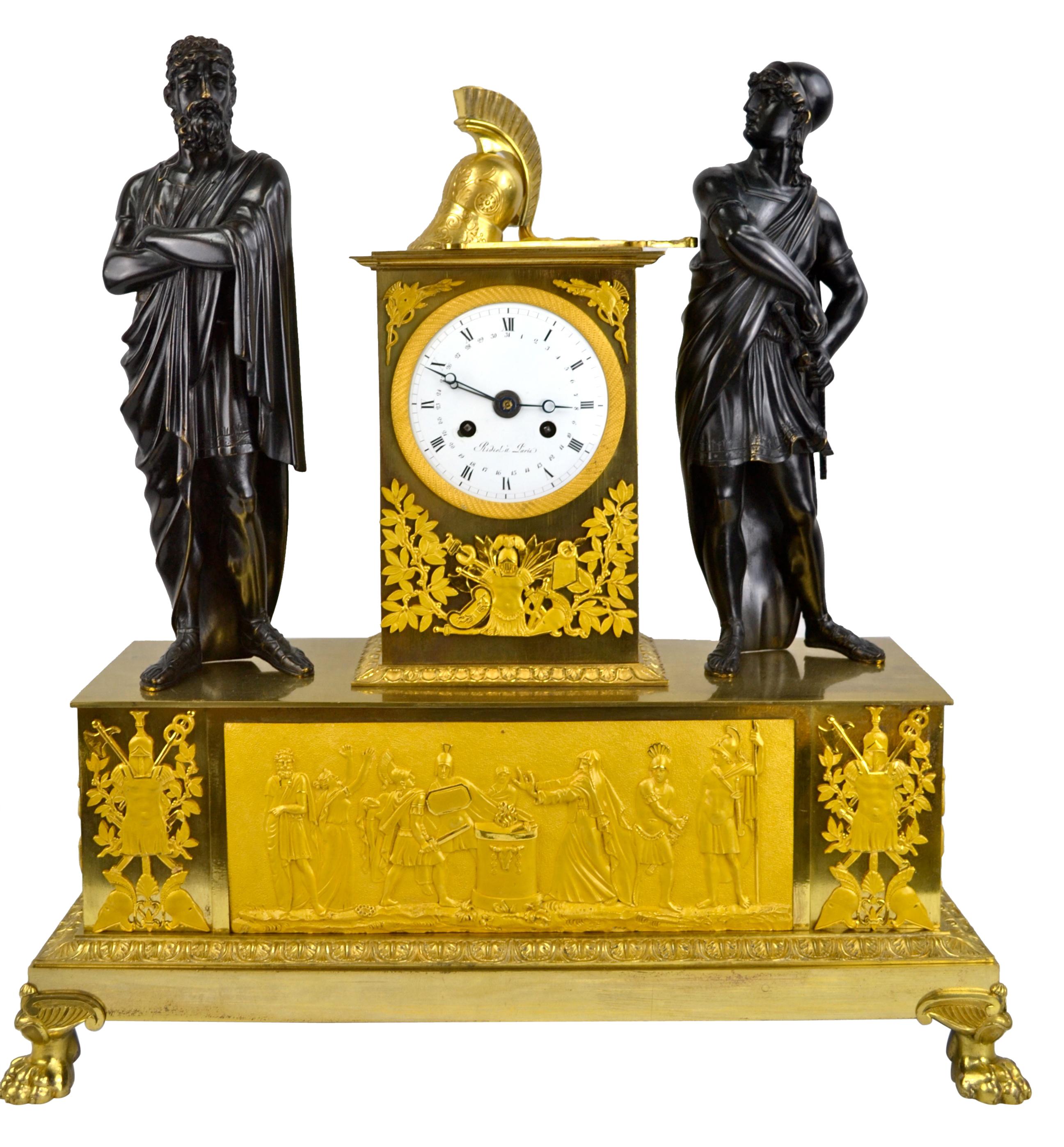 Allegorical French Empire clock Titled " Le Sacrifice d’Iphigénie " For Sale