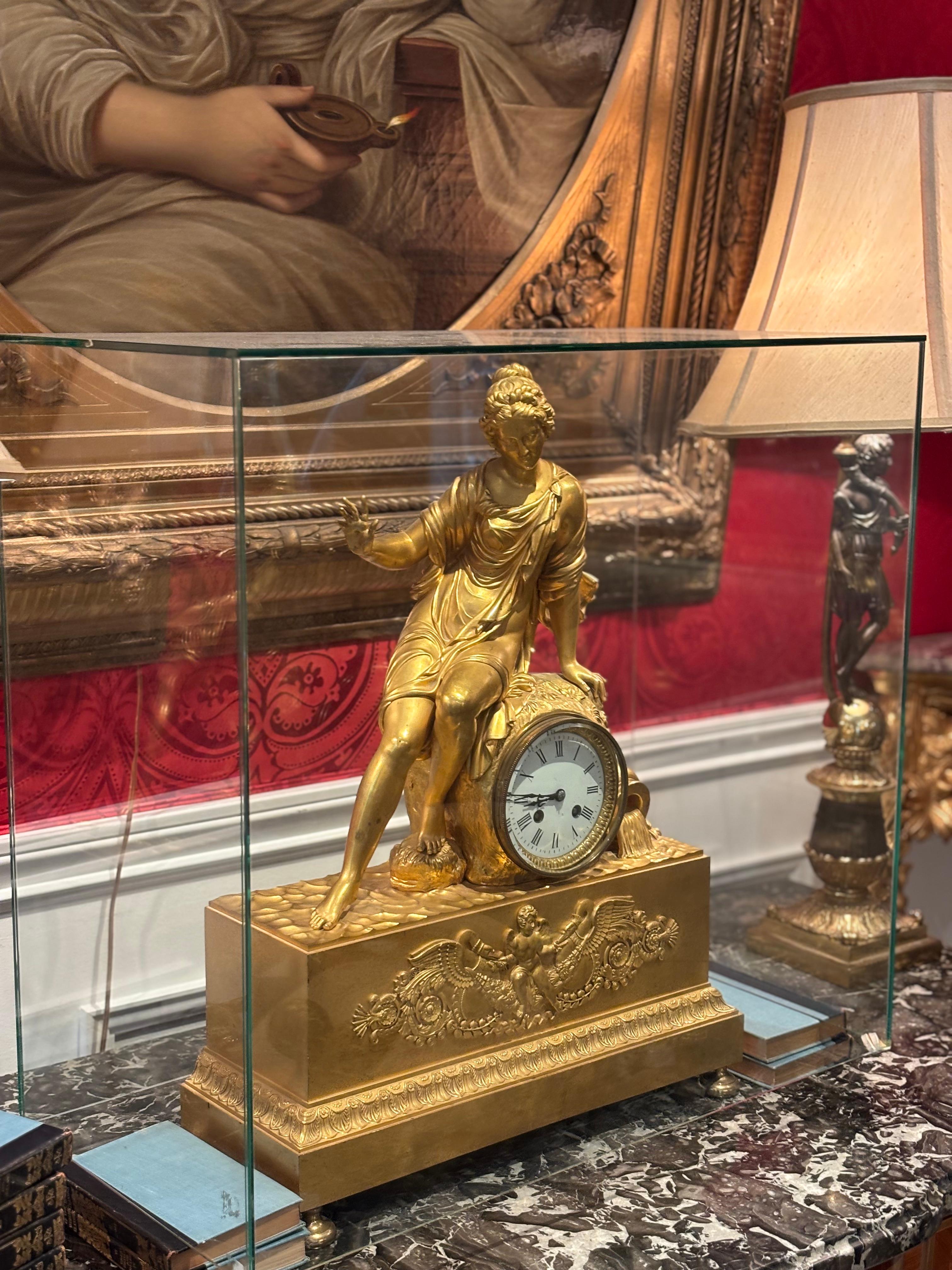Allegorical French Empire Gilt Bronze Clock Depicting Earth’s Source of Water For Sale 6