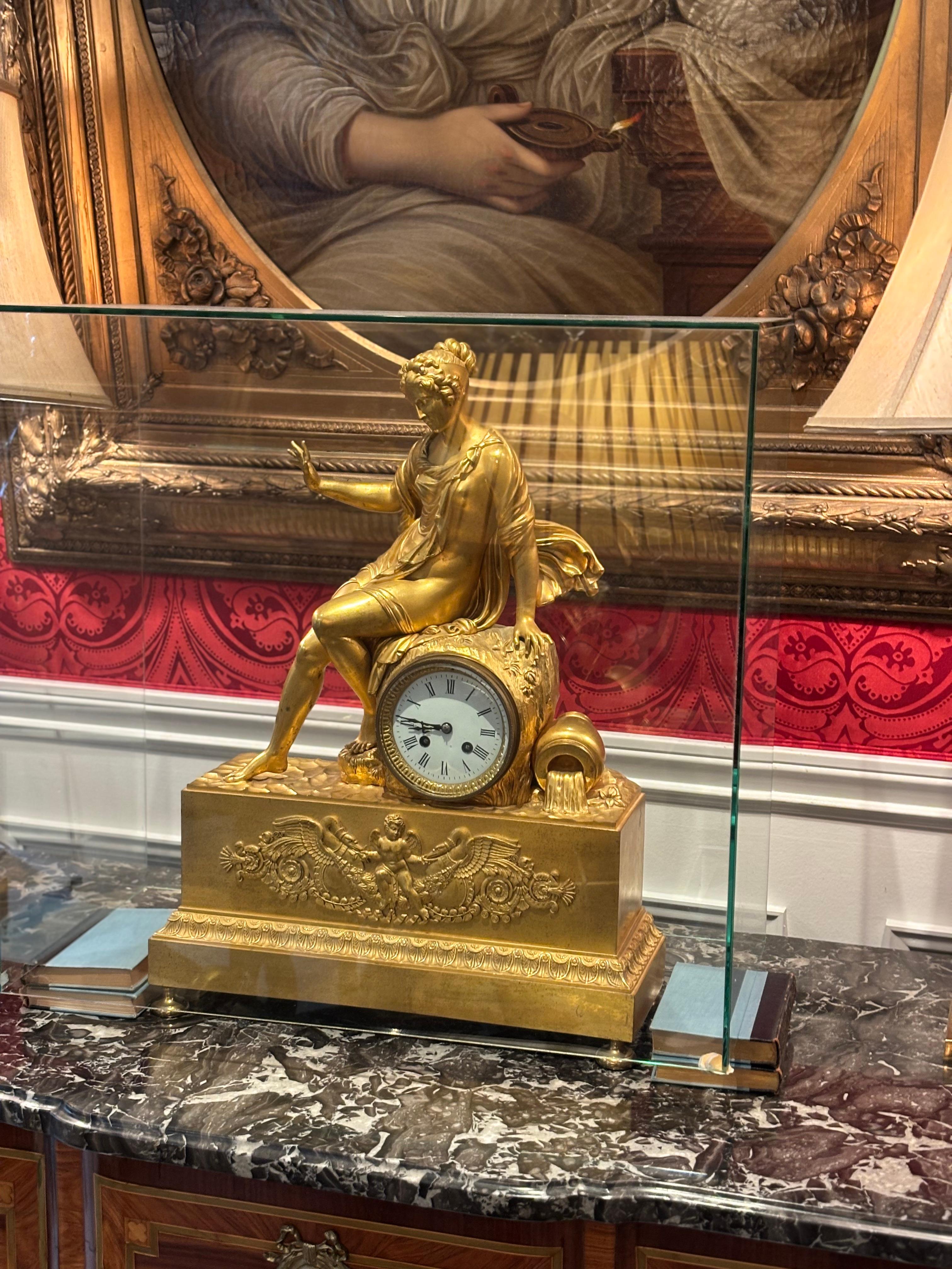 Allegorical French Empire Gilt Bronze Clock Depicting Earth’s Source of Water For Sale 8