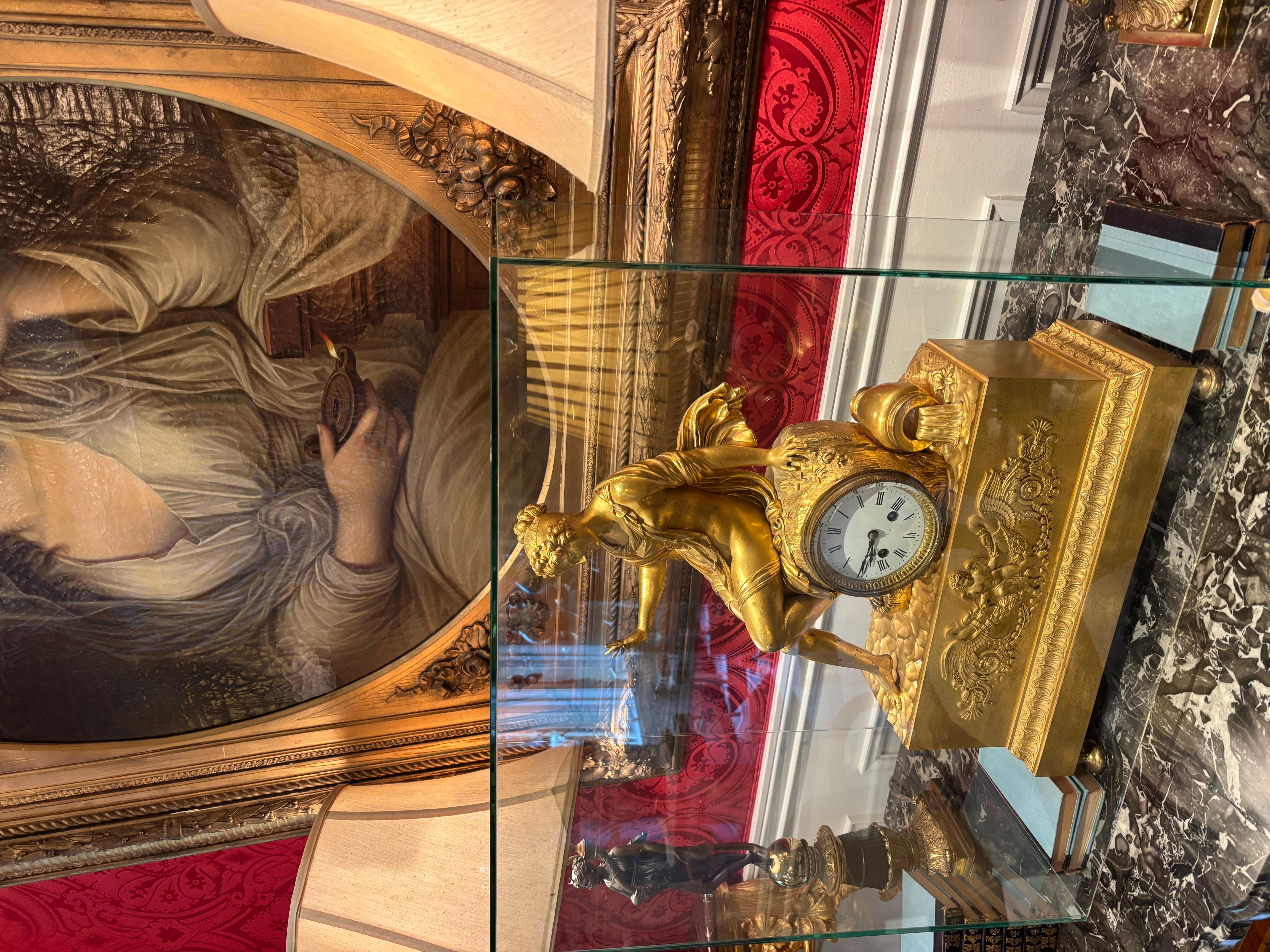 Allegorical French Empire Gilt Bronze Clock Depicting Earth’s Source of Water For Sale 9