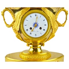 Allegorical French Empire Urn Clock Featuring Cupid on a Chariot Drawn by Doves