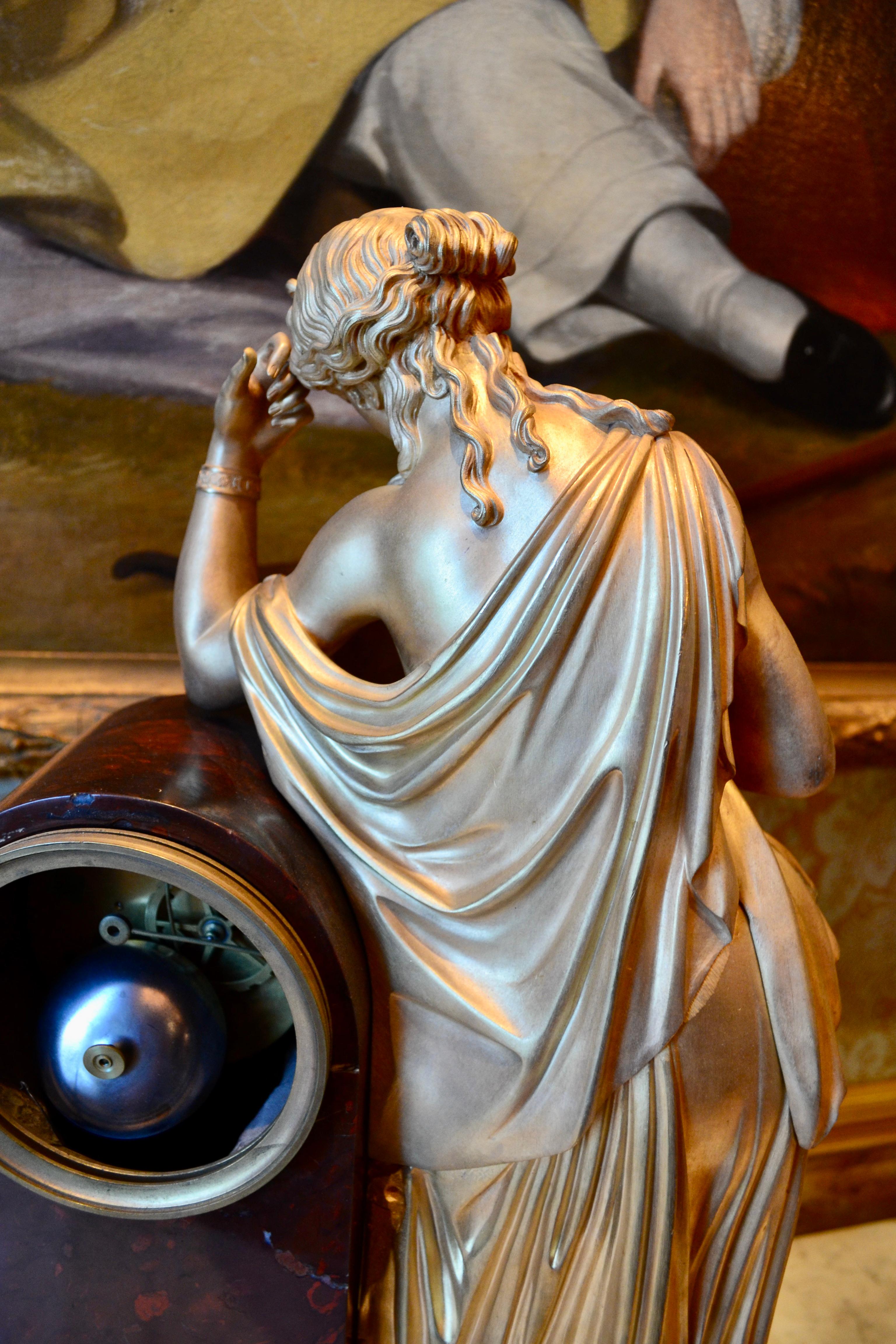 Allegorical French Louis Philippe Clock of Clio the Greek Muse of History For Sale 3