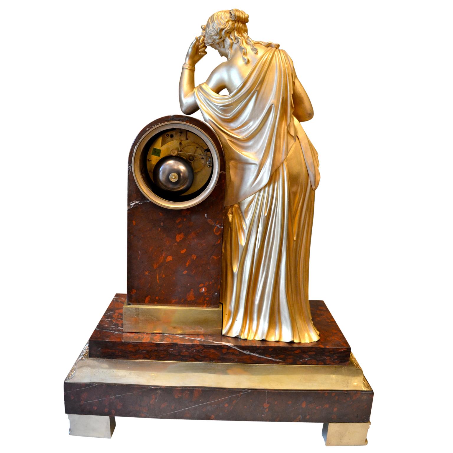 Allegorical French Louis Philippe Clock of Clio the Greek Muse of History In Good Condition For Sale In Vancouver, British Columbia