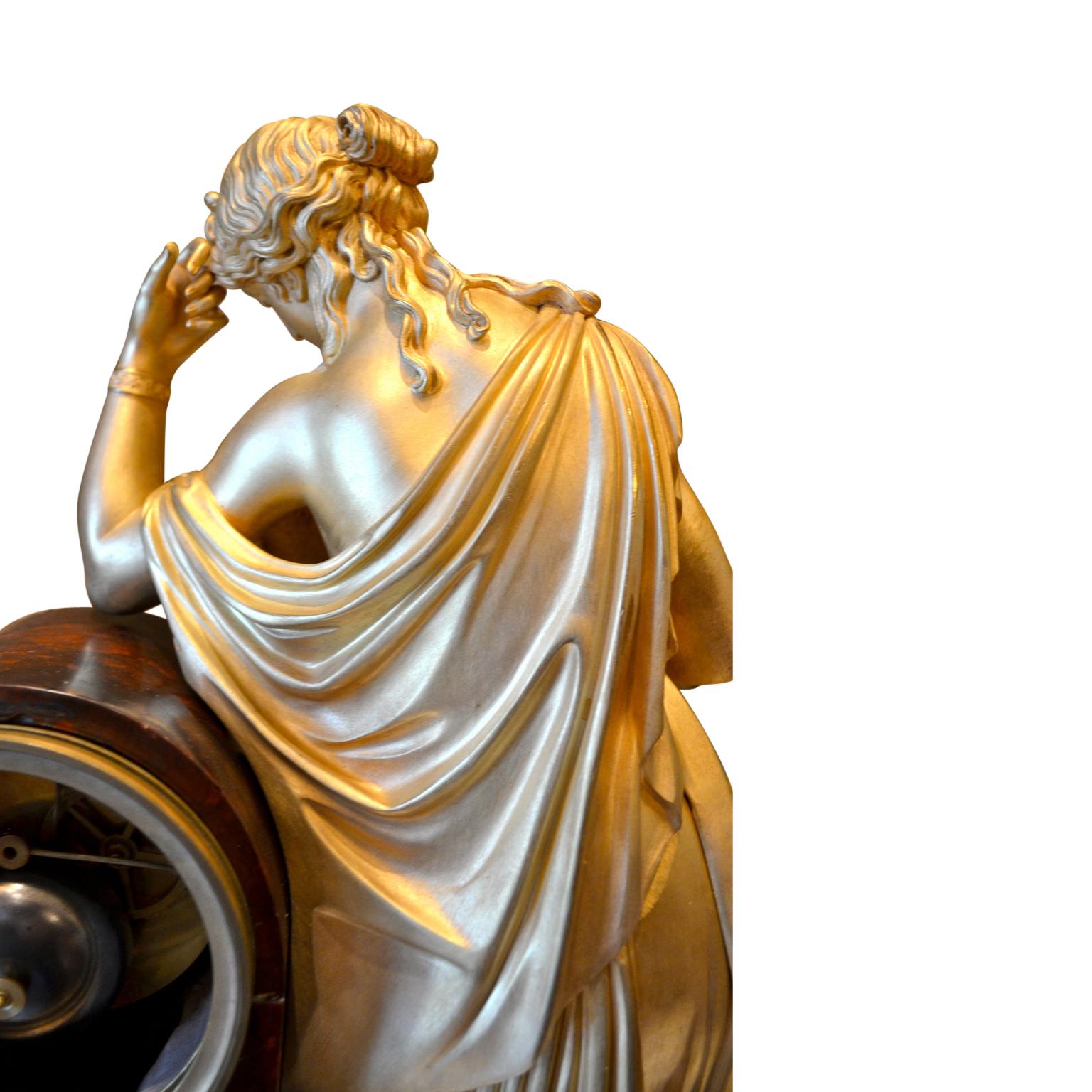 19th Century Allegorical French Louis Philippe Clock of Clio the Greek Muse of History For Sale