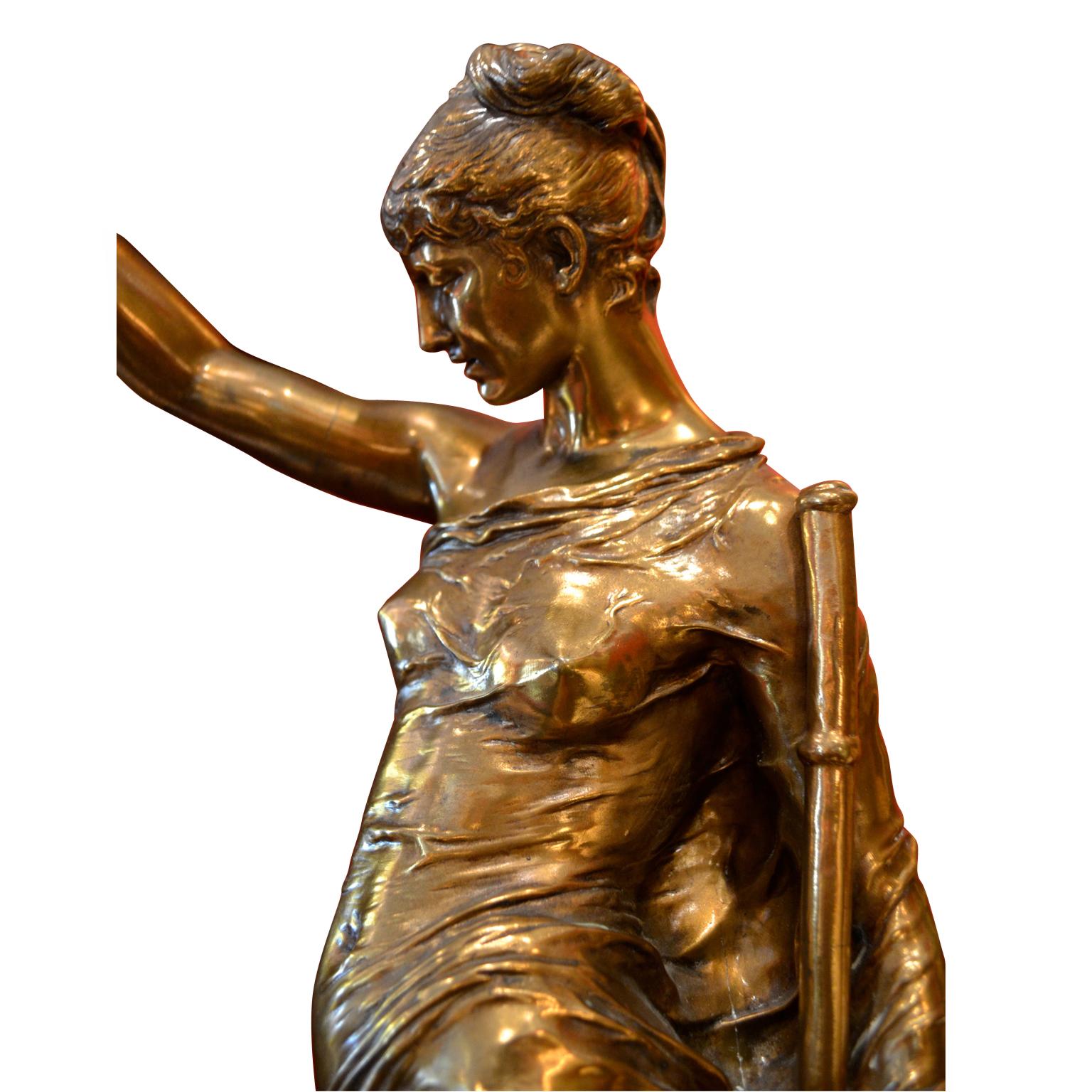 Gilt Bronze Statue Titled “La Fortune” by Augustin Moreau-Vauthier In Good Condition In Vancouver, British Columbia
