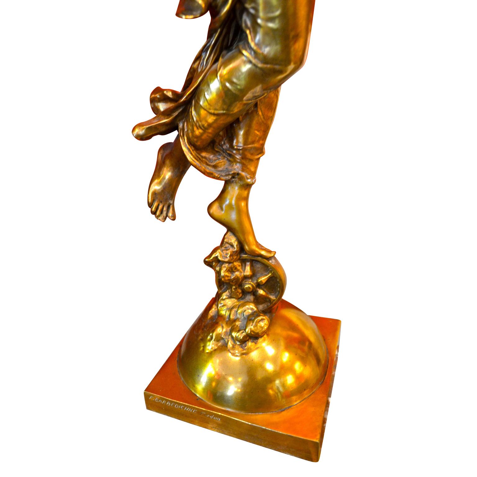 19th Century Gilt Bronze Statue Titled “La Fortune” by Augustin Moreau-Vauthier
