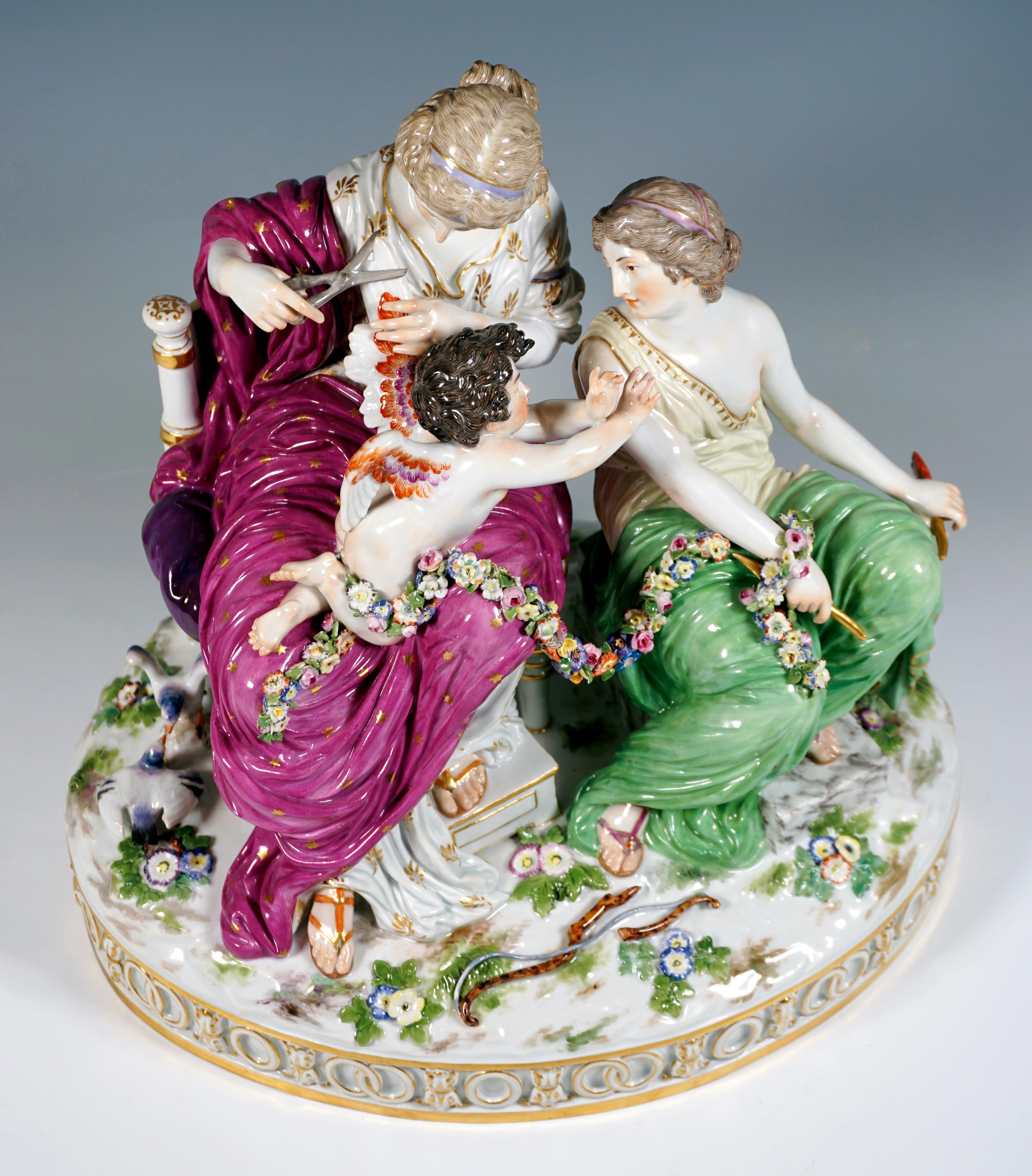 Allegorical Group 'Cupid In Distress', by C.G. Juechtzer, Meissen Germany, 1860 In Good Condition In Vienna, AT