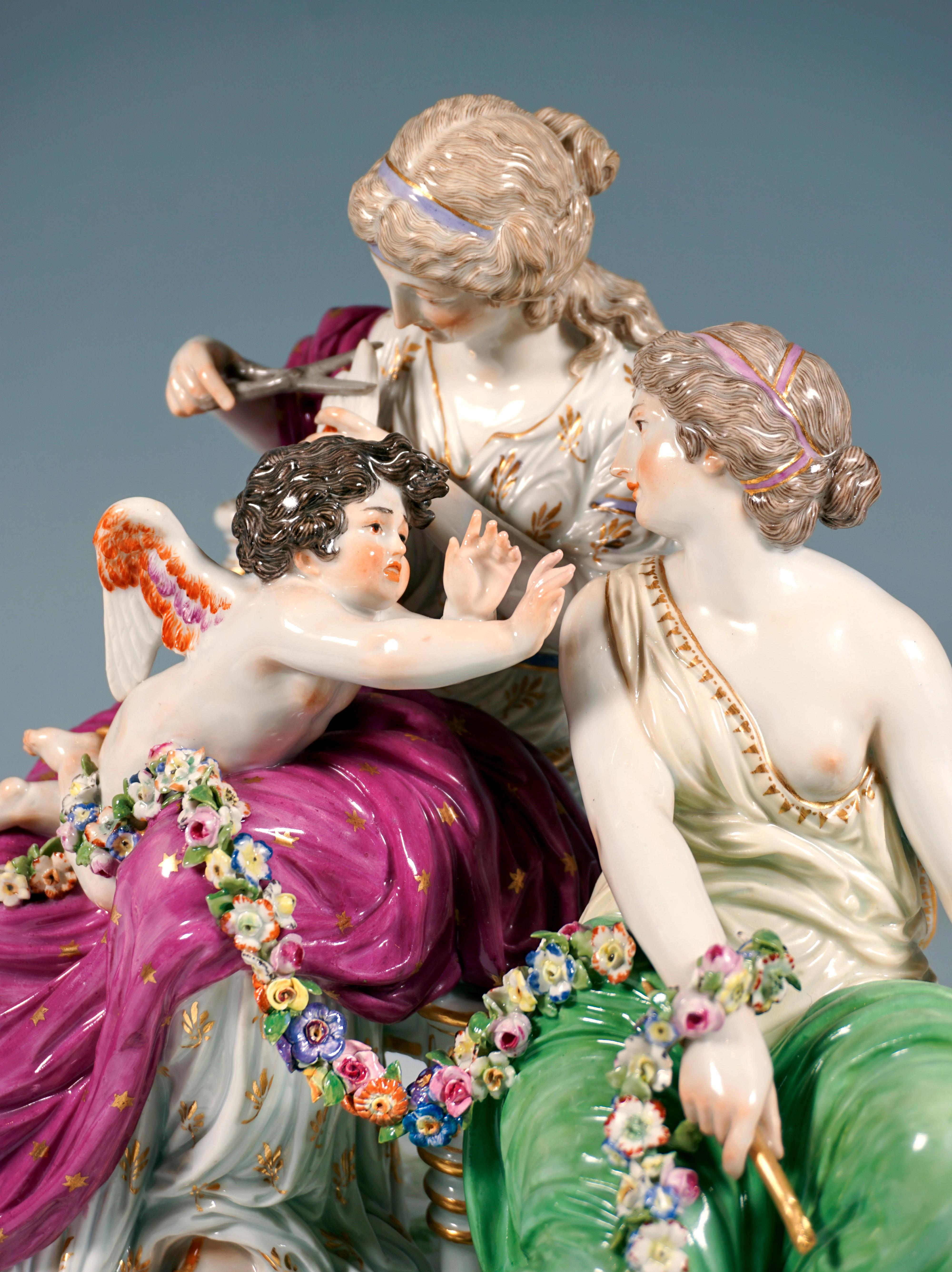 Porcelain Allegorical Group 'Cupid In Distress', by C.G. Juechtzer, Meissen Germany, 1860