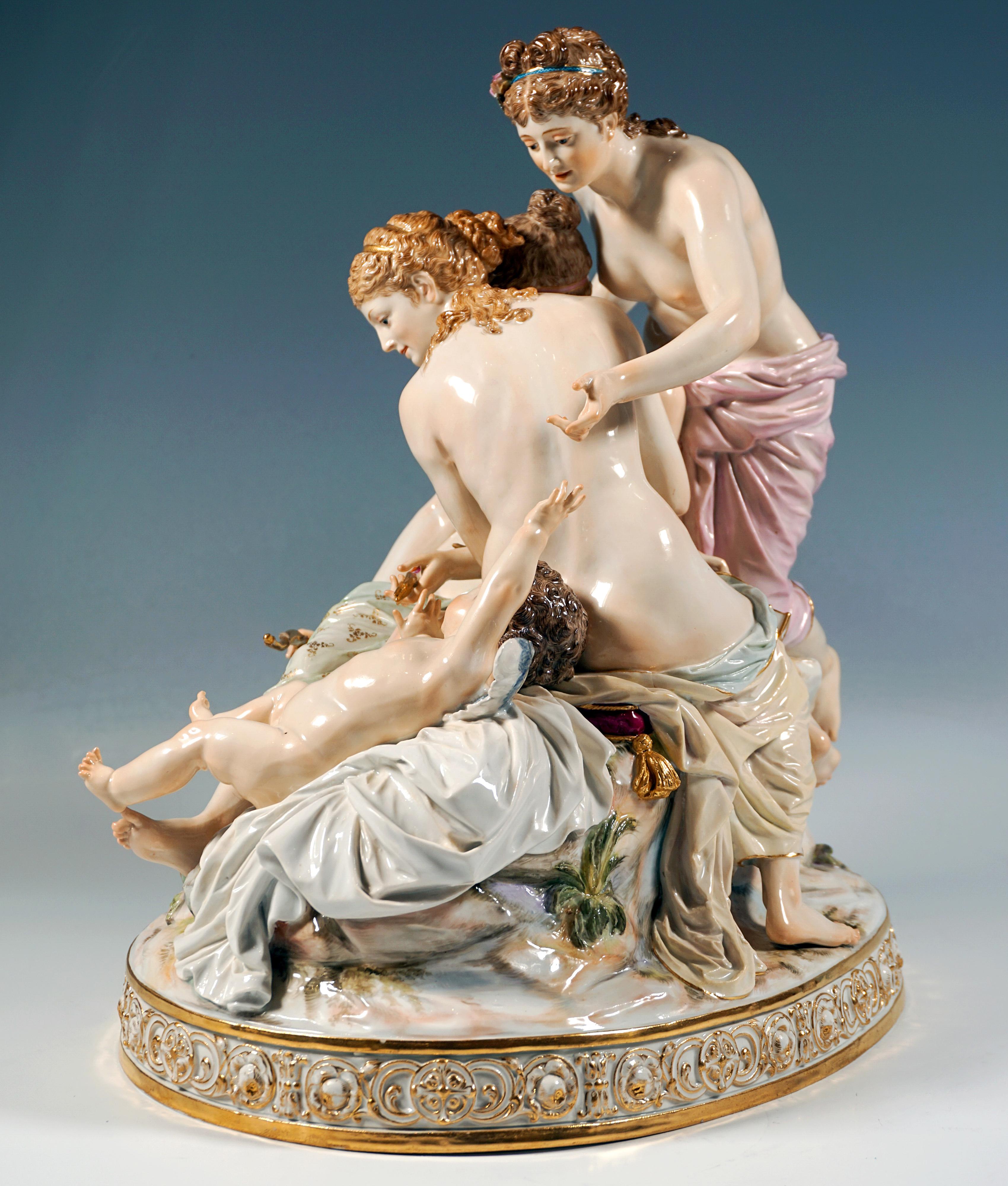 Baroque Groupe allégorique The Disarming Of Cupid, E. Andresen, Meissen, Allemagne, vers 1890 en vente