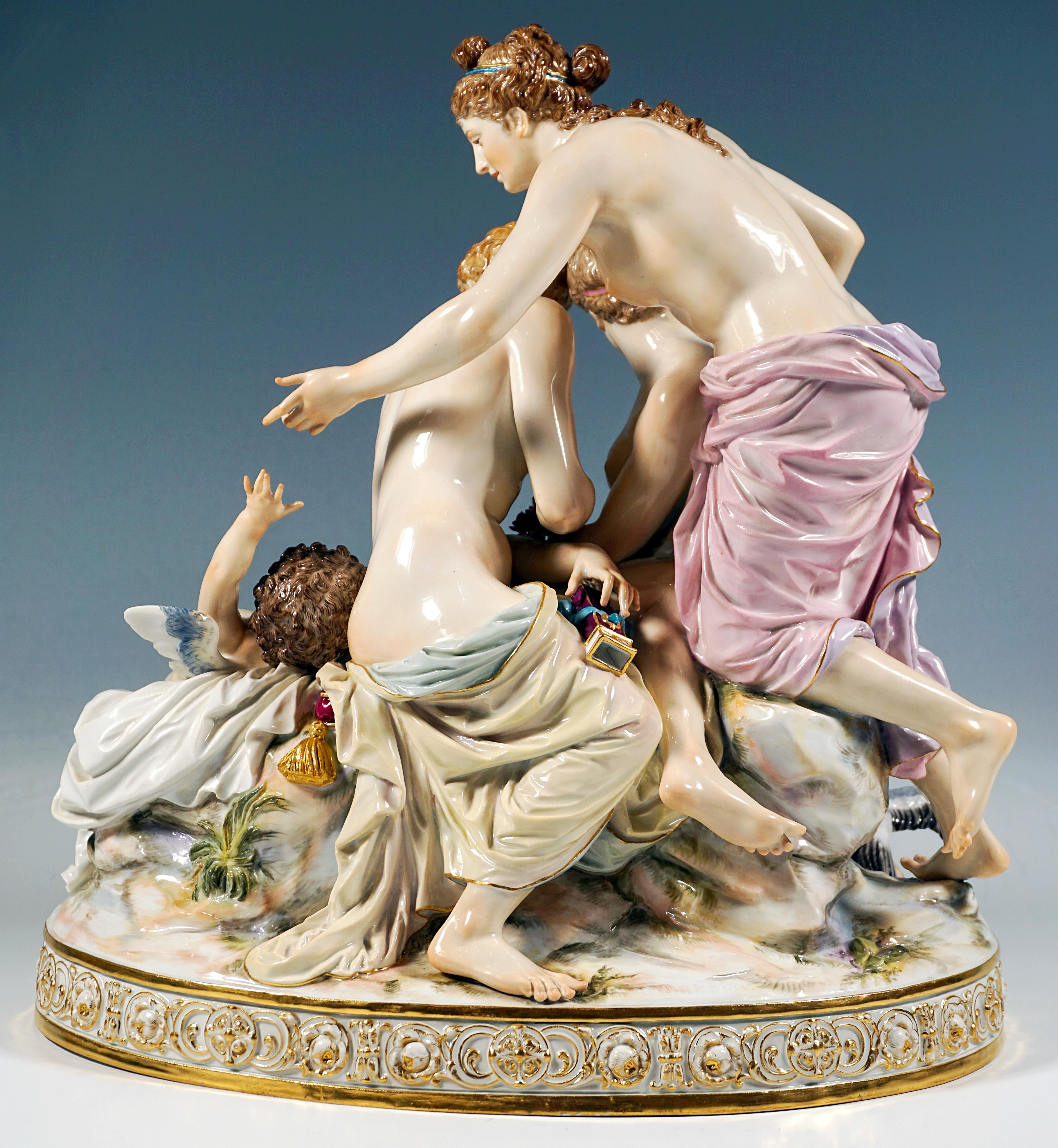 Allemand Groupe allégorique The Disarming Of Cupid, E. Andresen, Meissen, Allemagne, vers 1890 en vente