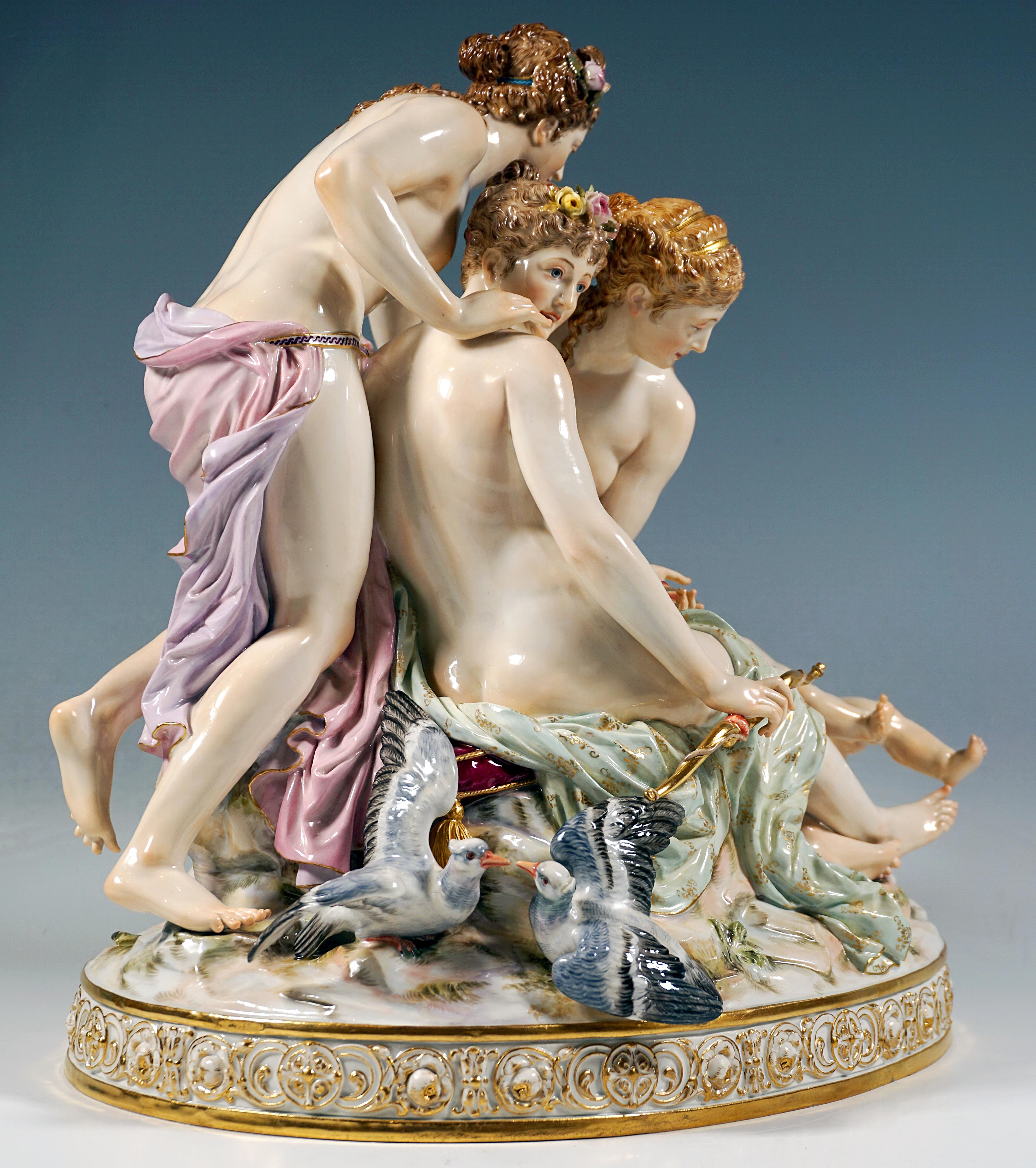 Groupe allégorique The Disarming Of Cupid, E. Andresen, Meissen, Allemagne, vers 1890 Bon état - En vente à Vienna, AT
