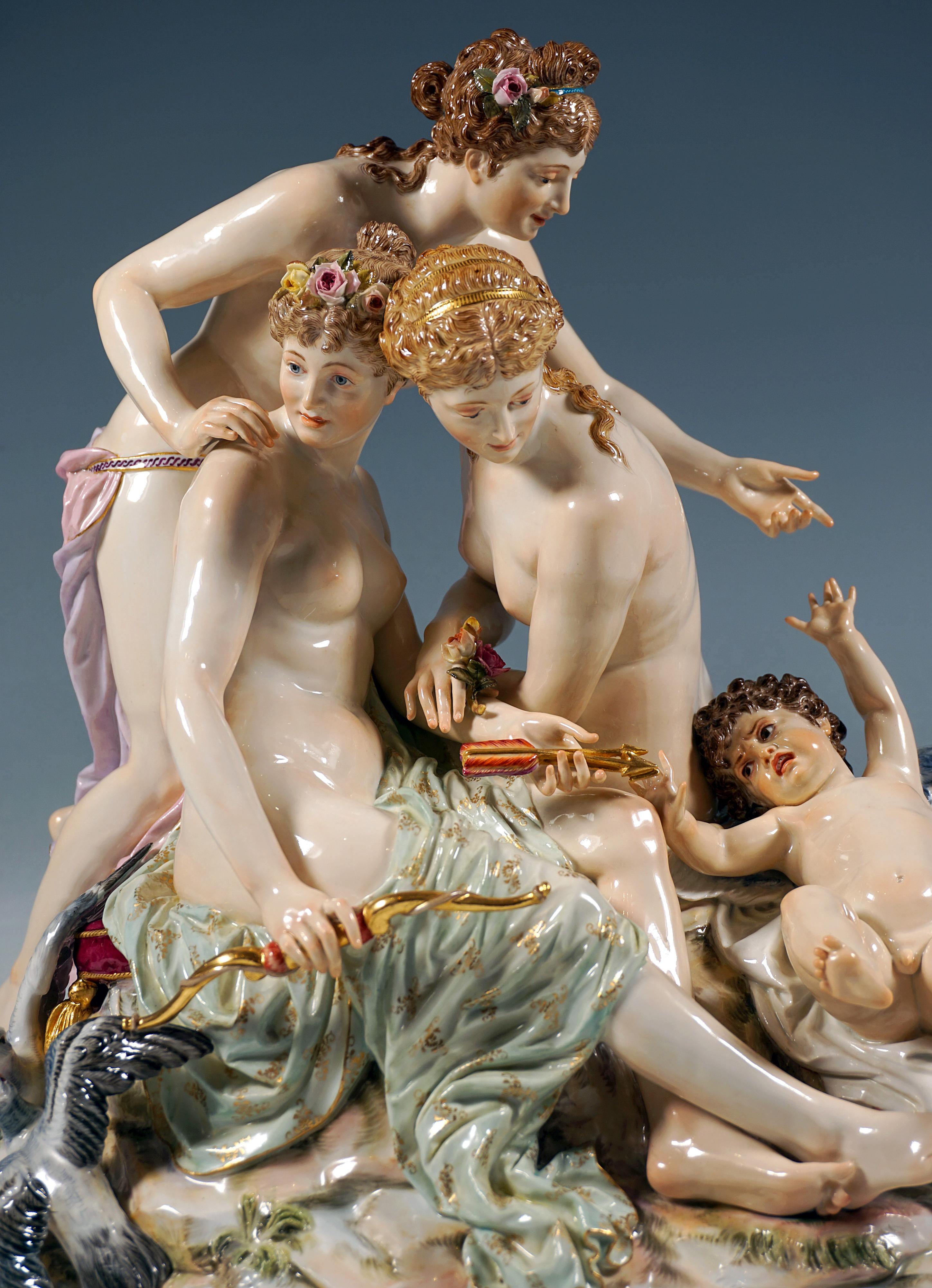 Fin du XIXe siècle Groupe allégorique The Disarming Of Cupid, E. Andresen, Meissen, Allemagne, vers 1890 en vente