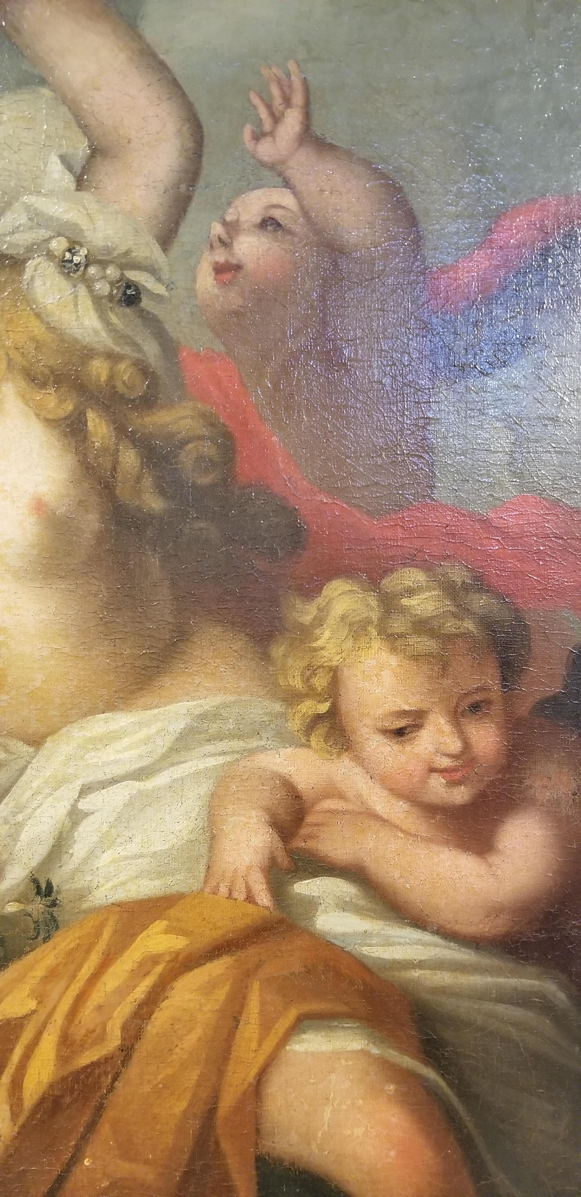 French Allegorical Nymph and Cherub Painting, Early 19th Century For Sale