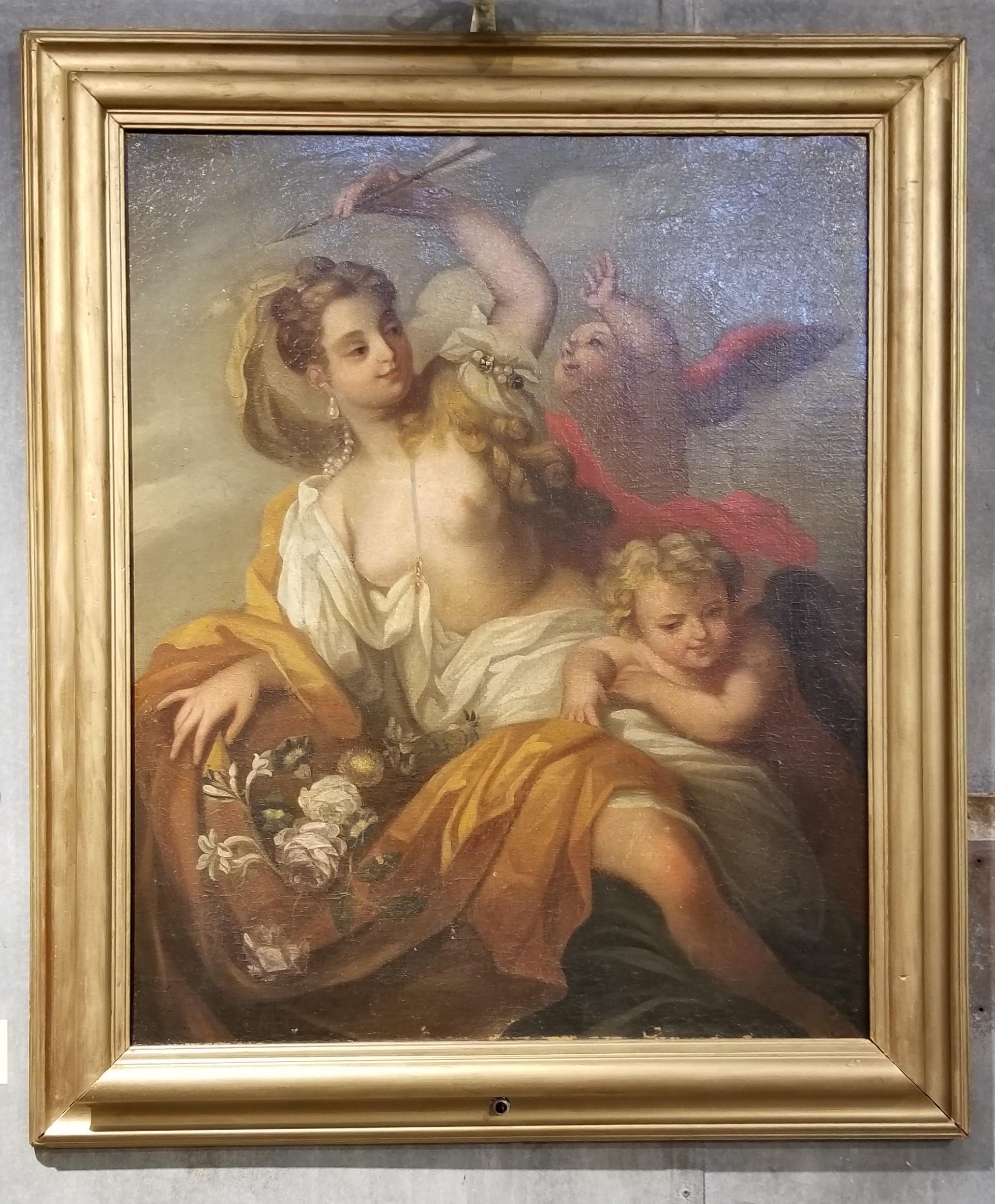 Allegorical Nymph and Cherub Painting, Early 19th Century For Sale 2