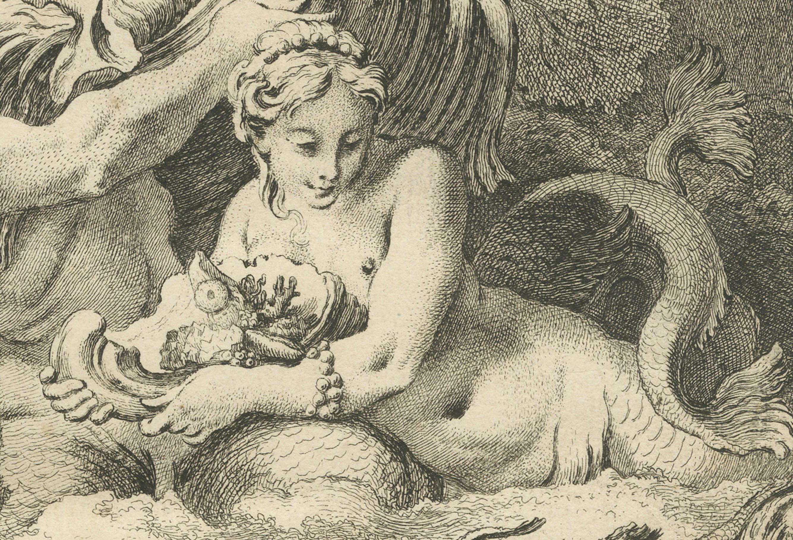 Allegorischer Druck der Lithologie und Conchologie von Boucher Fils, 18. Jahrhundert (Graviert) im Angebot