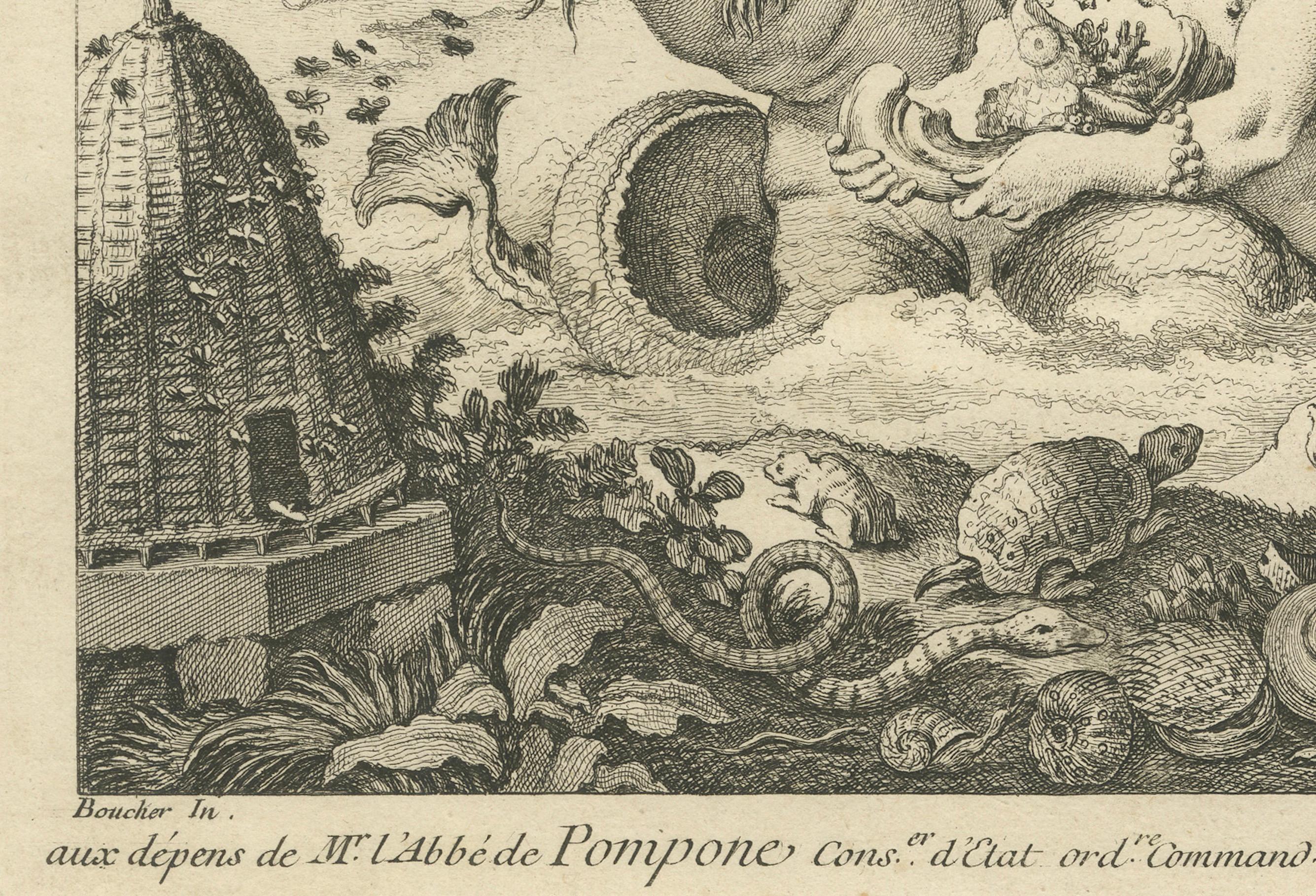 Allegorischer Druck der Lithologie und Conchologie von Boucher Fils, 18. Jahrhundert (Papier) im Angebot