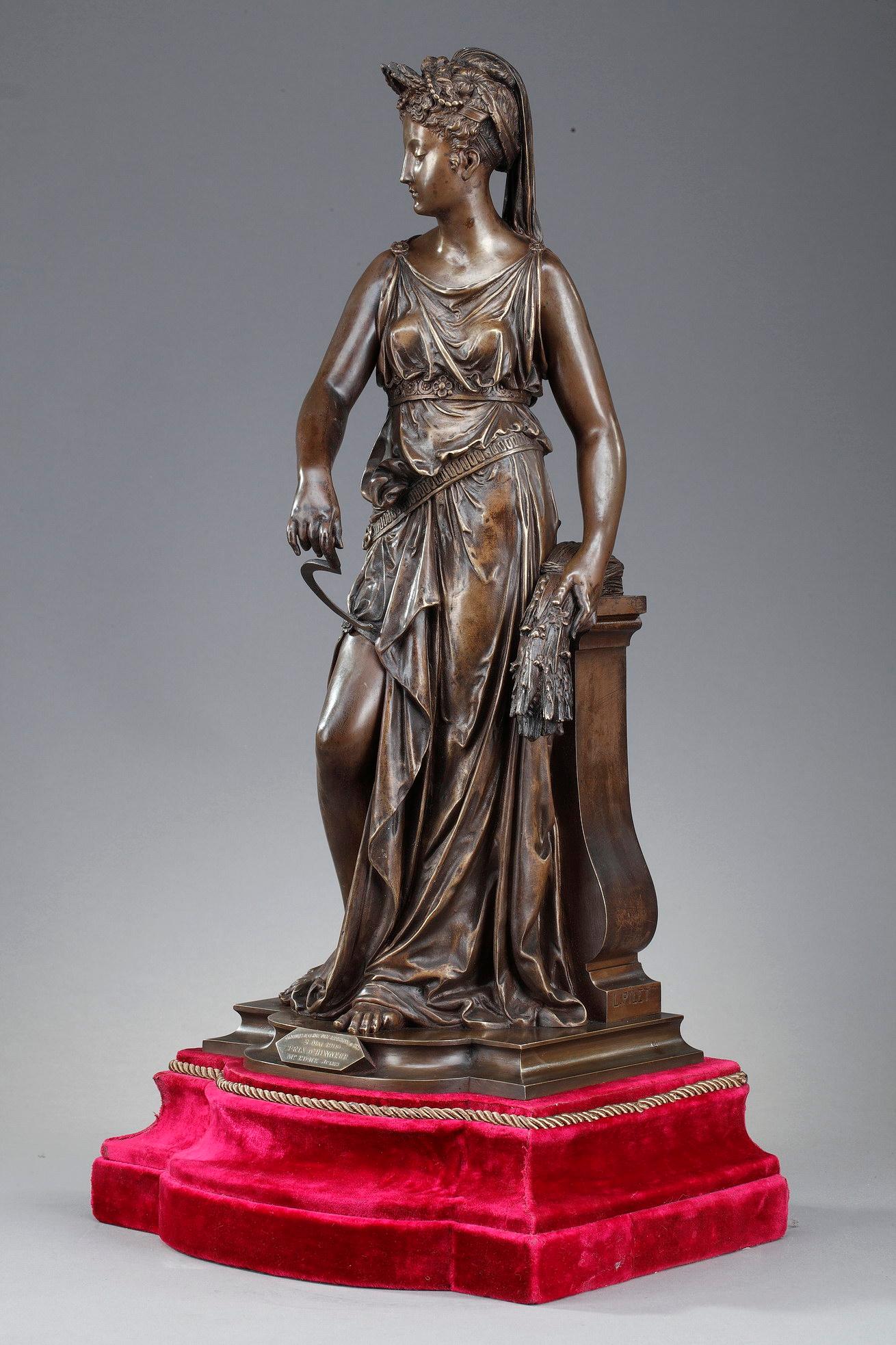 Français Subject allégorique en bronze, « La moisson », signé Lon Pilet