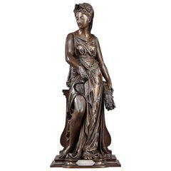 Allegorical Subject in Bronze, "the Harvest", Signed Léon Pilet