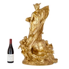 "Allégorie du Temps" Art Nouveau Sculptural Clock by François-Raoul Larche