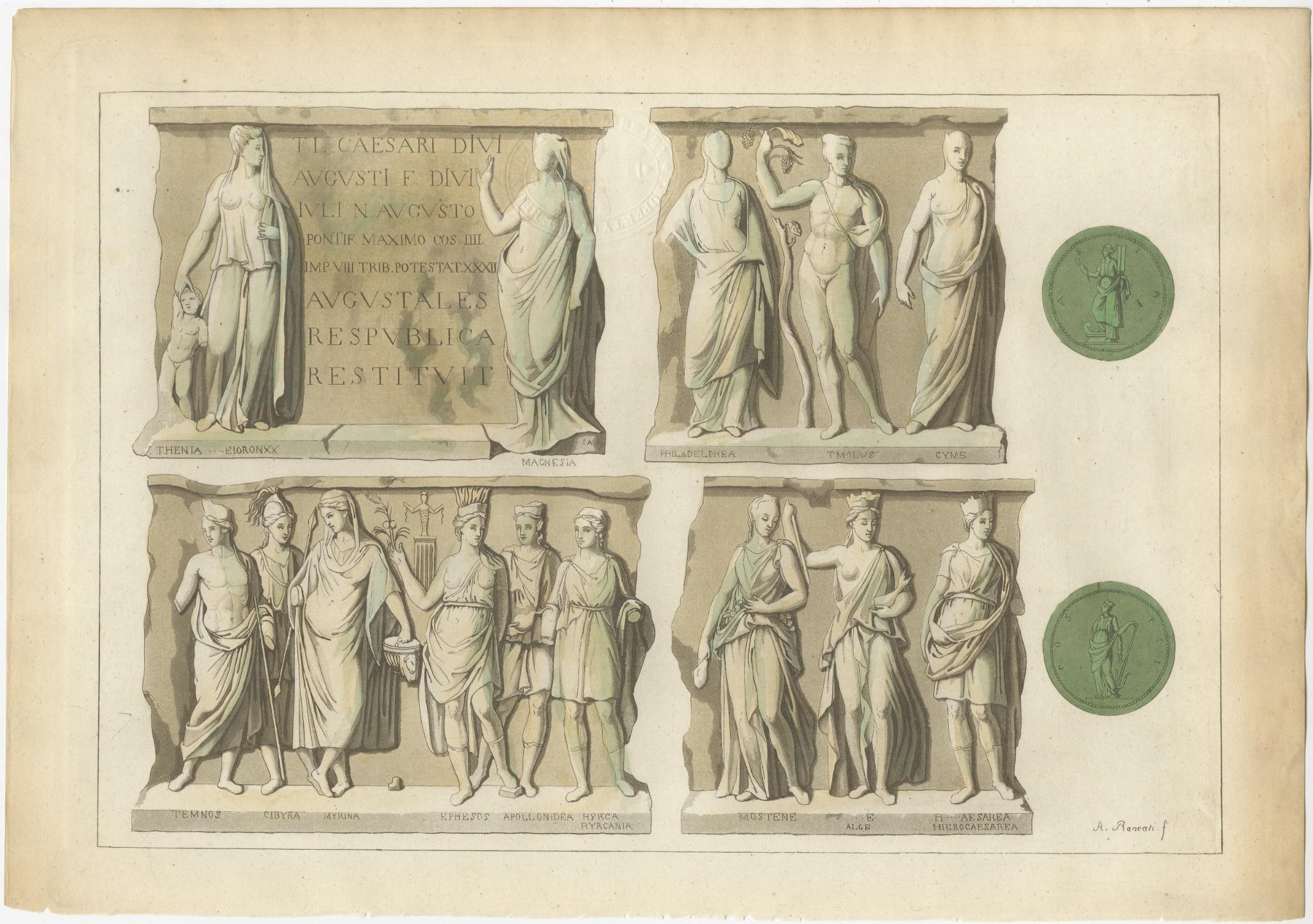 Allegories of the Cities of Asia – Antique Hand-Colored Print, Ferrario, 1815