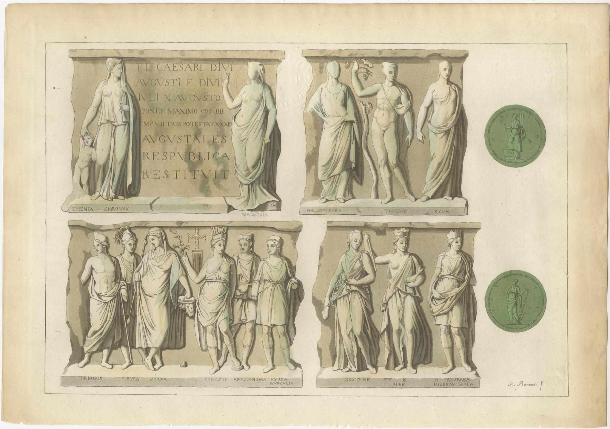 Allegories of the Cities of Asia – Antique Hand-Colored Print, Ferrario, 1815