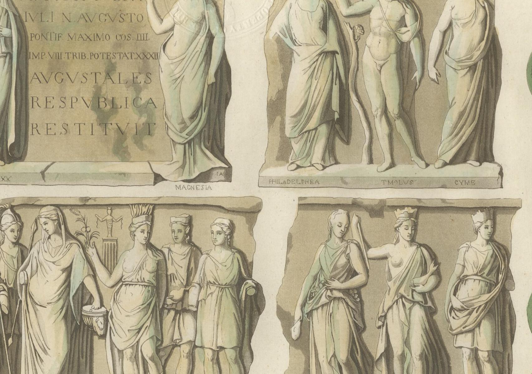 Allegories of the Cities of Asia – Antique Hand-Colored Print, Ferrario, 1815