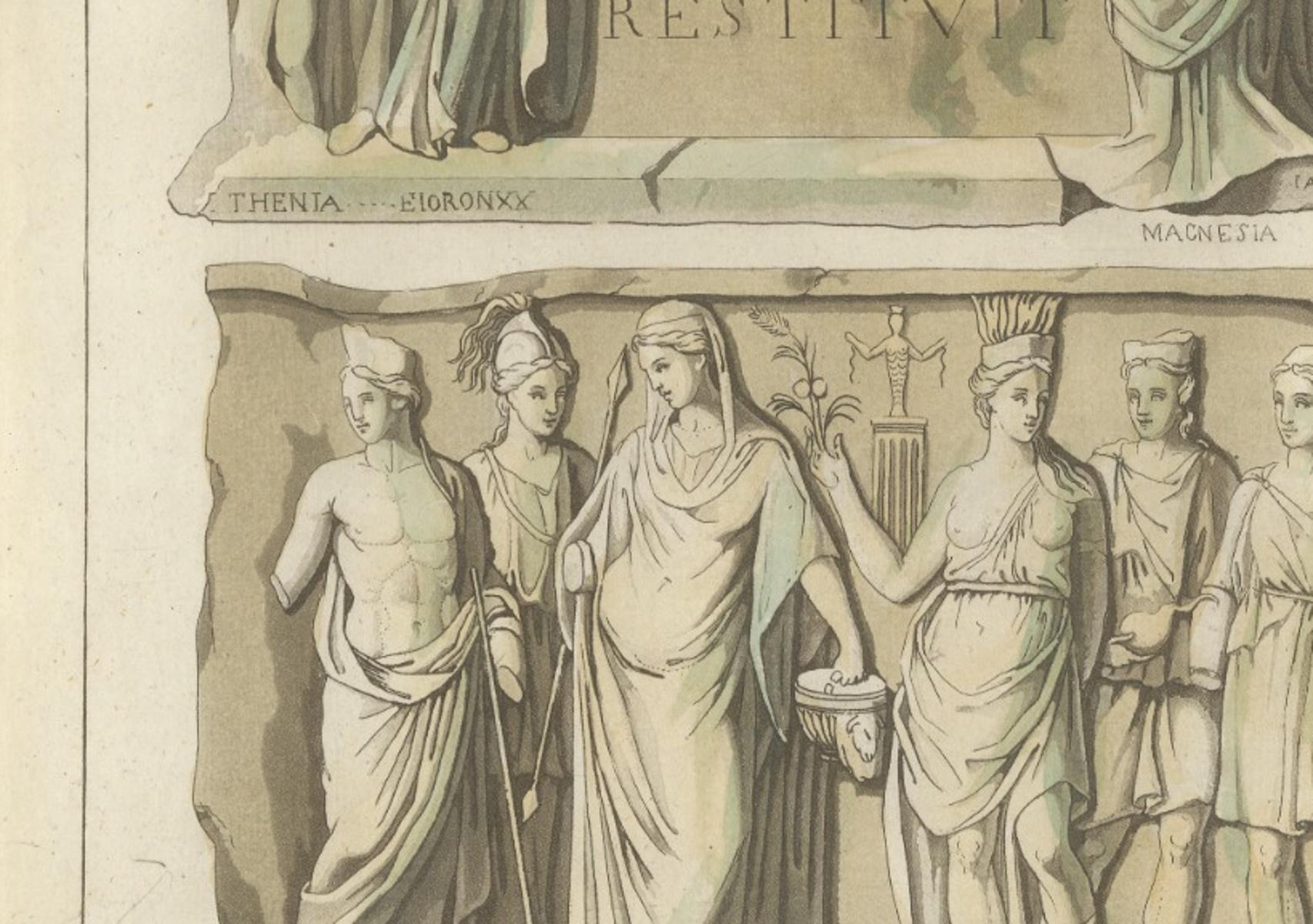 Allegories of the Cities of Asia – Antique Hand-Colored Print, Ferrario, 1815