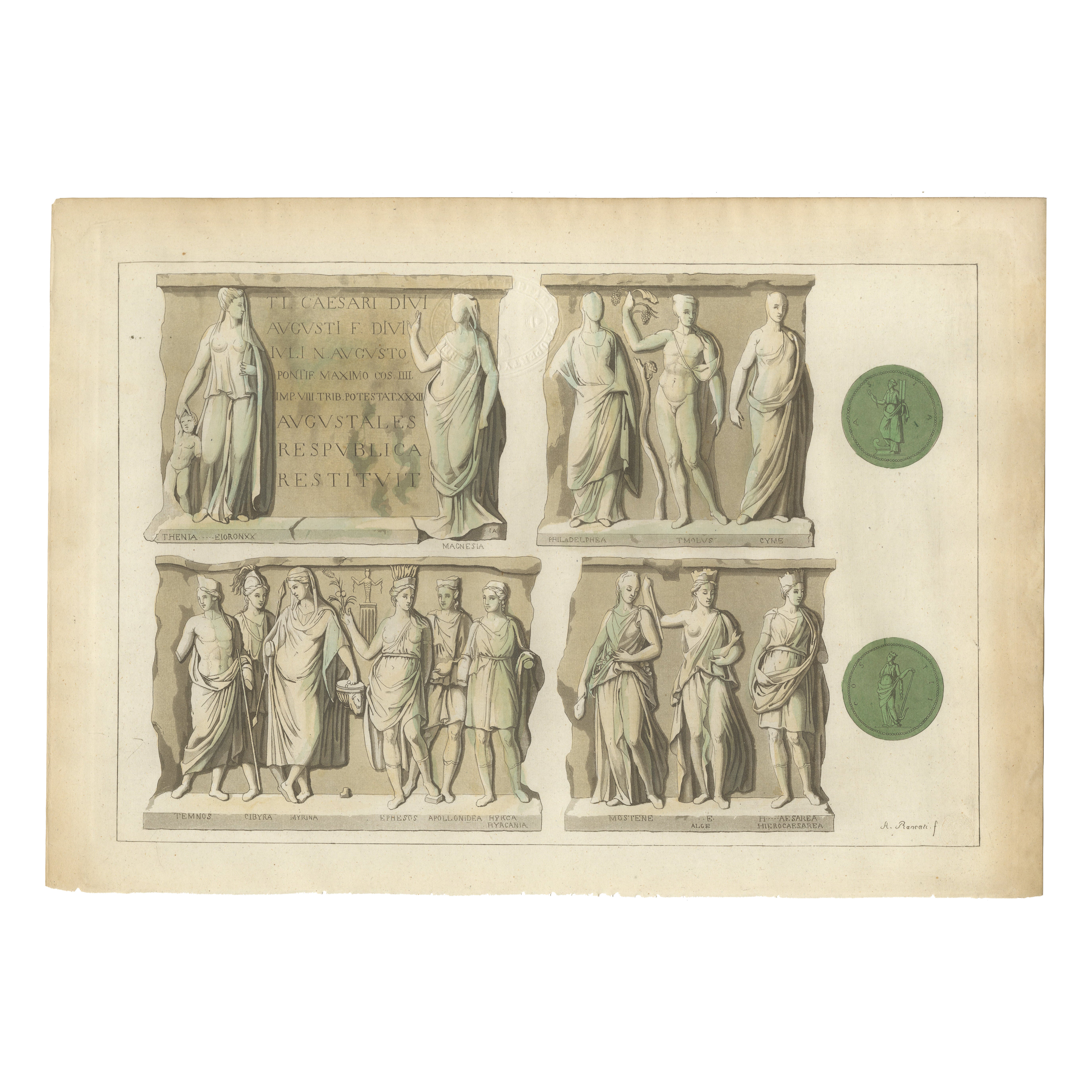 Allegories of the Cities of Asia – Antique Hand-Colored Print, Ferrario, 1815