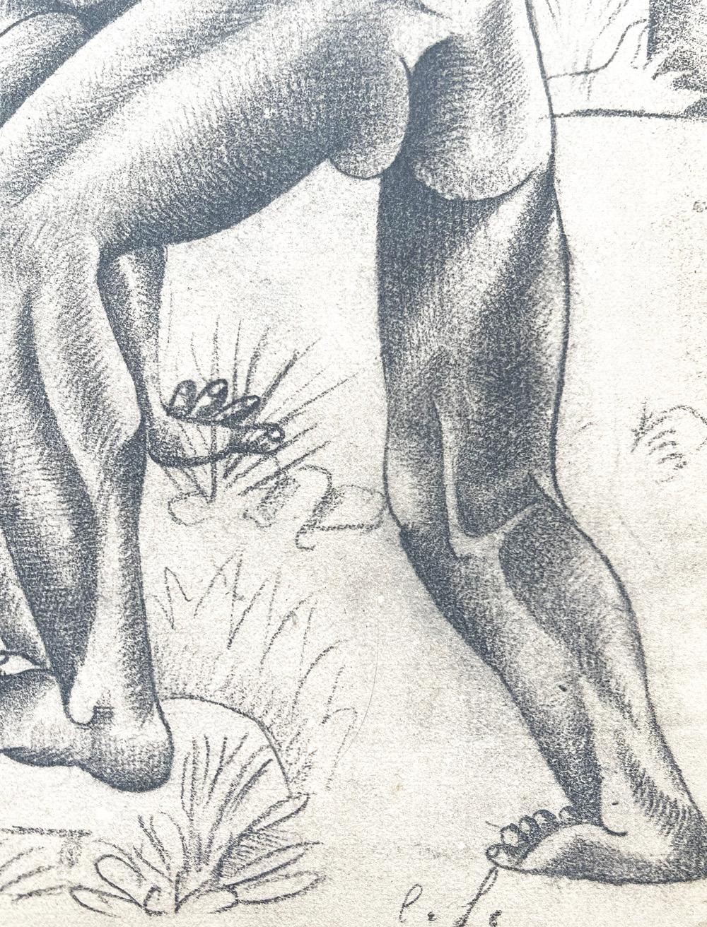  allgorie , dessin d'un cubiste Art dco avec plusieurs figures masculines nues, vers les annes 1920 Excellent état - En vente à Philadelphia, PA