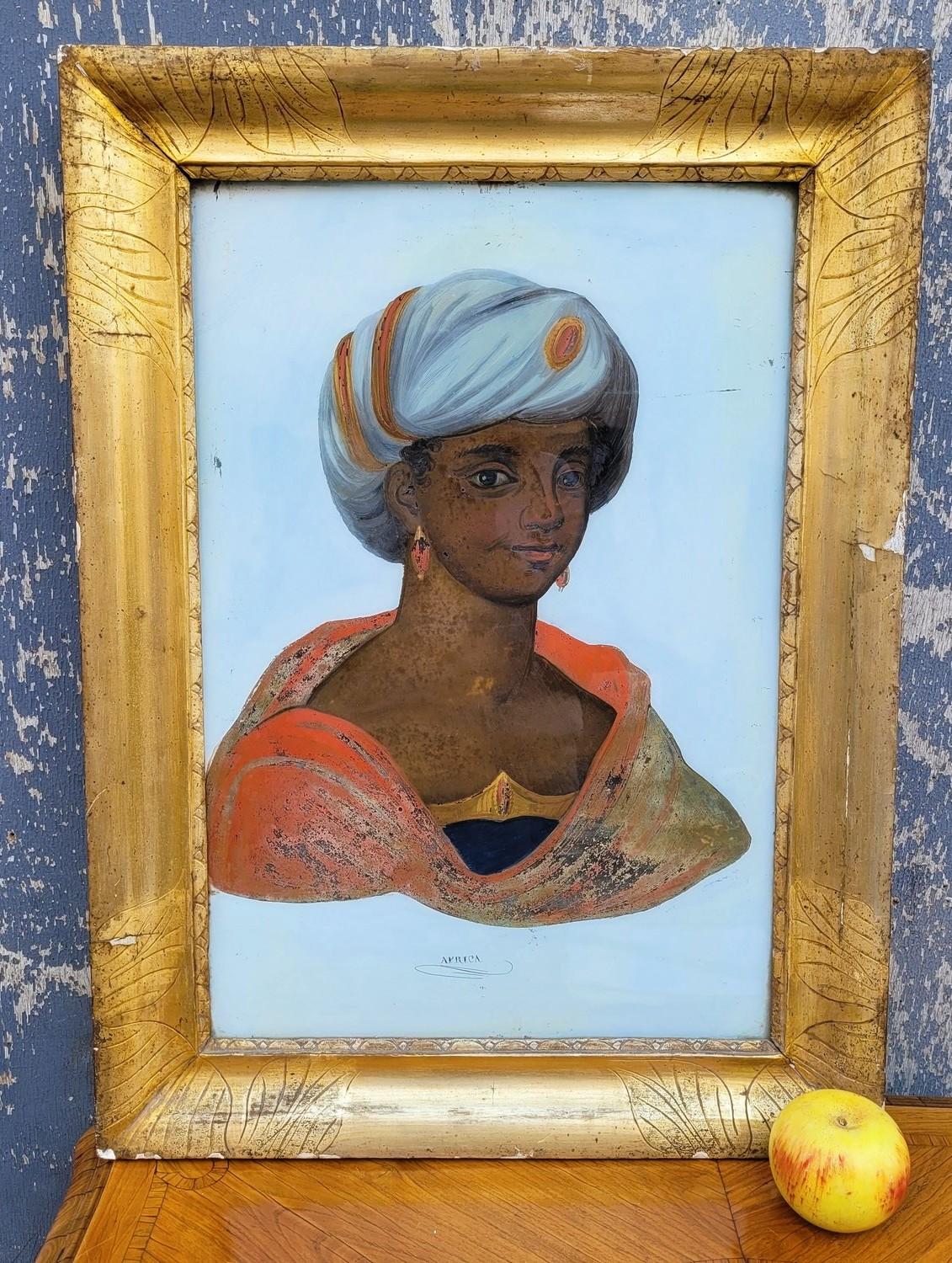 Allegorie von Afrika, gerahmt Fixe-sous-verre, 19. Jahrhundert im Angebot 8