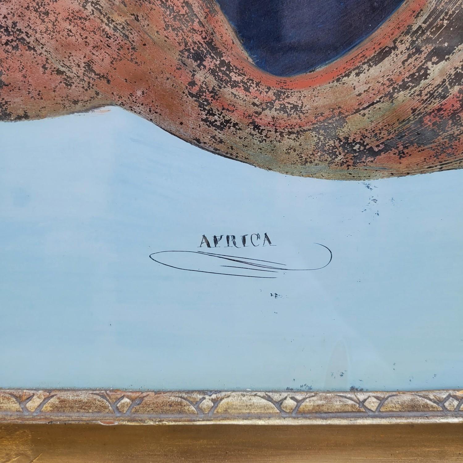 Allegorie von Afrika, gerahmt Fixe-sous-verre, 19. Jahrhundert (Louis XVI.) im Angebot